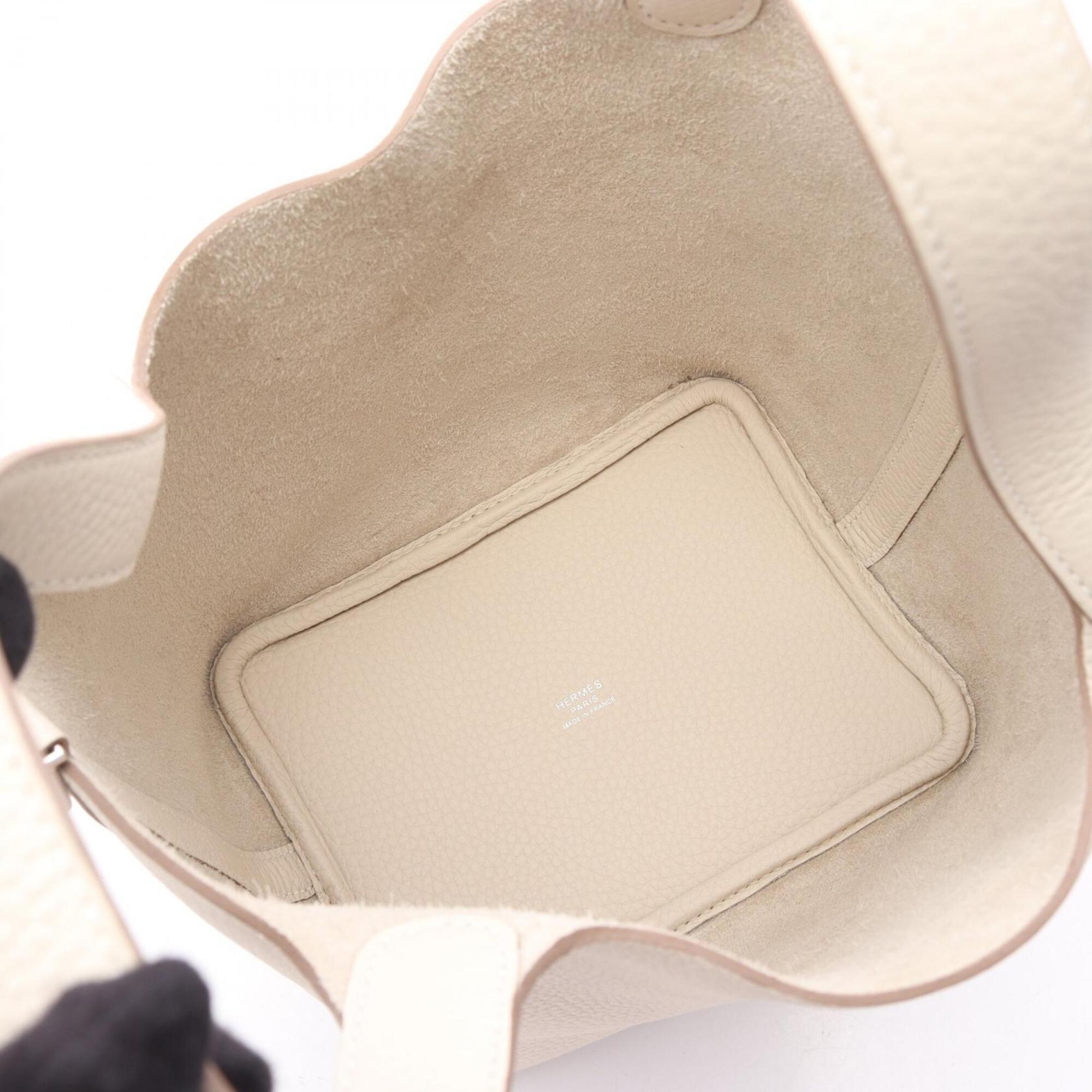 Hermes White Taurillon Clemence Leather Leather Handbag (Pre-Owned)