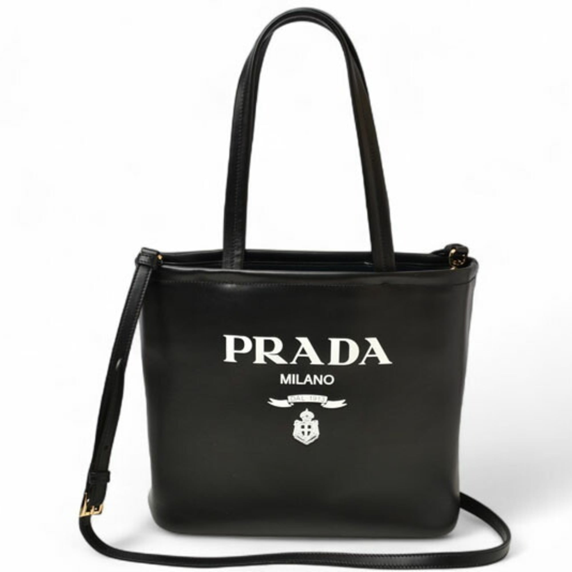 Prada Black Nylon Leather Handbag Shoulder Bag Tote Bag (Pre-Owned)