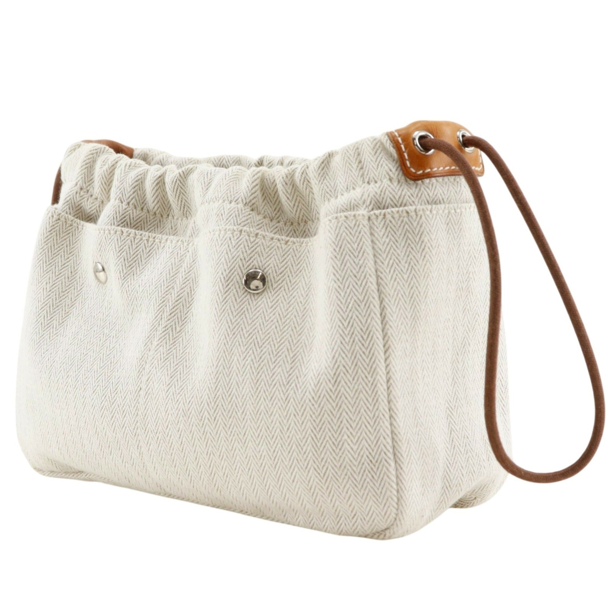 Hermes Beige Toile Chevron Pouch (Pre-Owned)