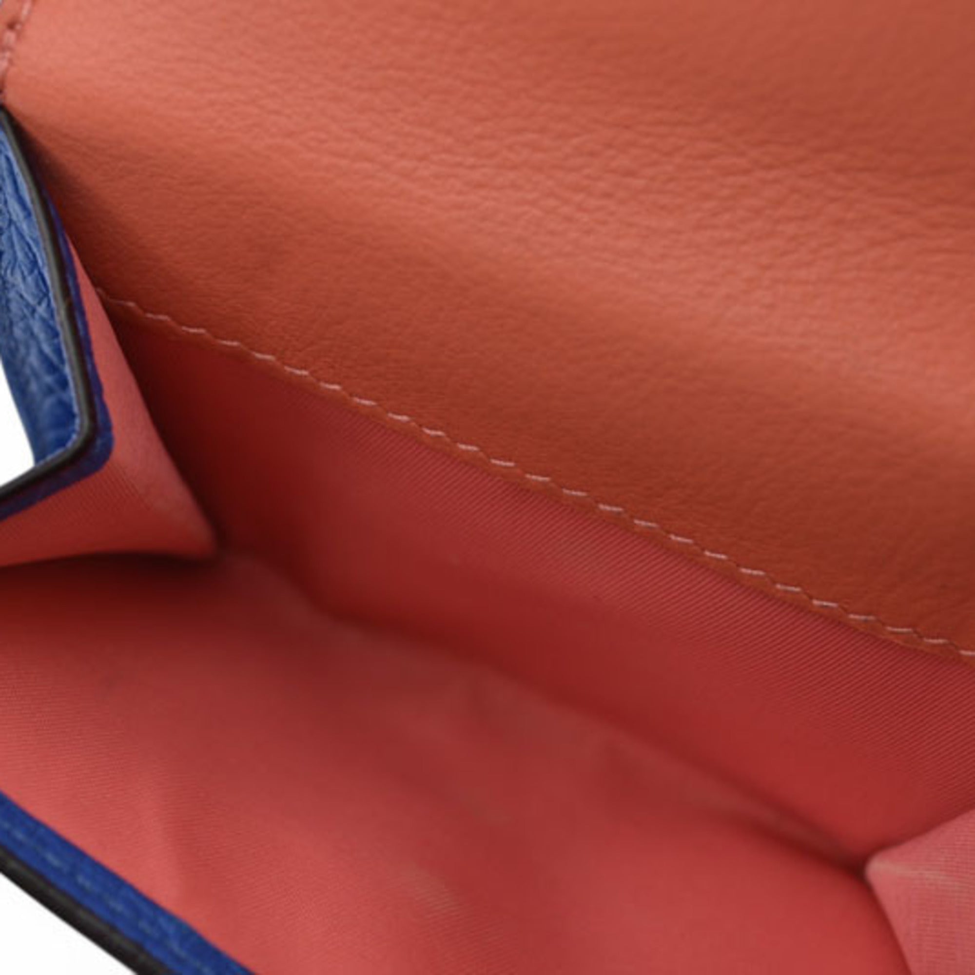 Christian Dior Blue Coral Pink Leather Wallet (Tri-Fold) (Pre-Owned)