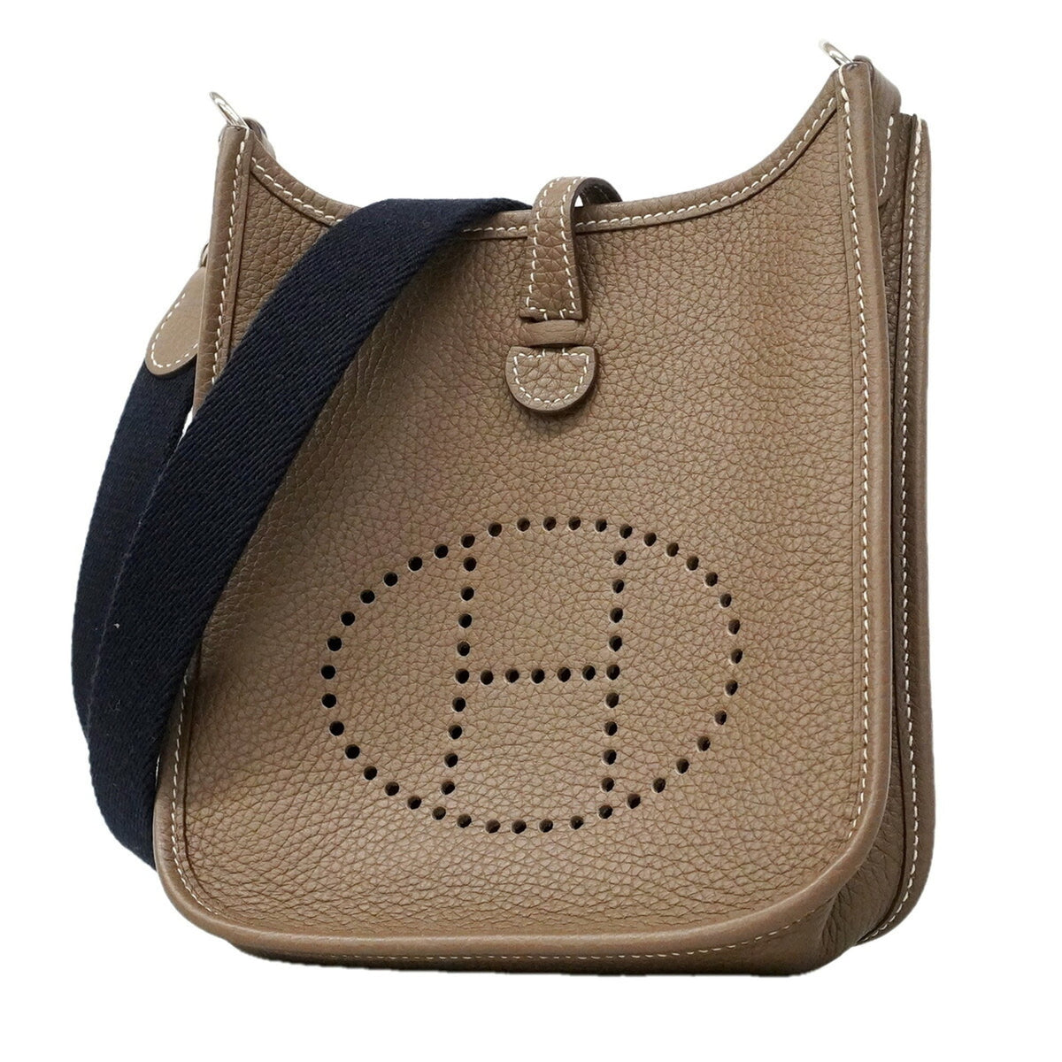 Hermes Etoupe Gray Taurillon Clemence Leather Shoulder Bag (Pre-Owned)