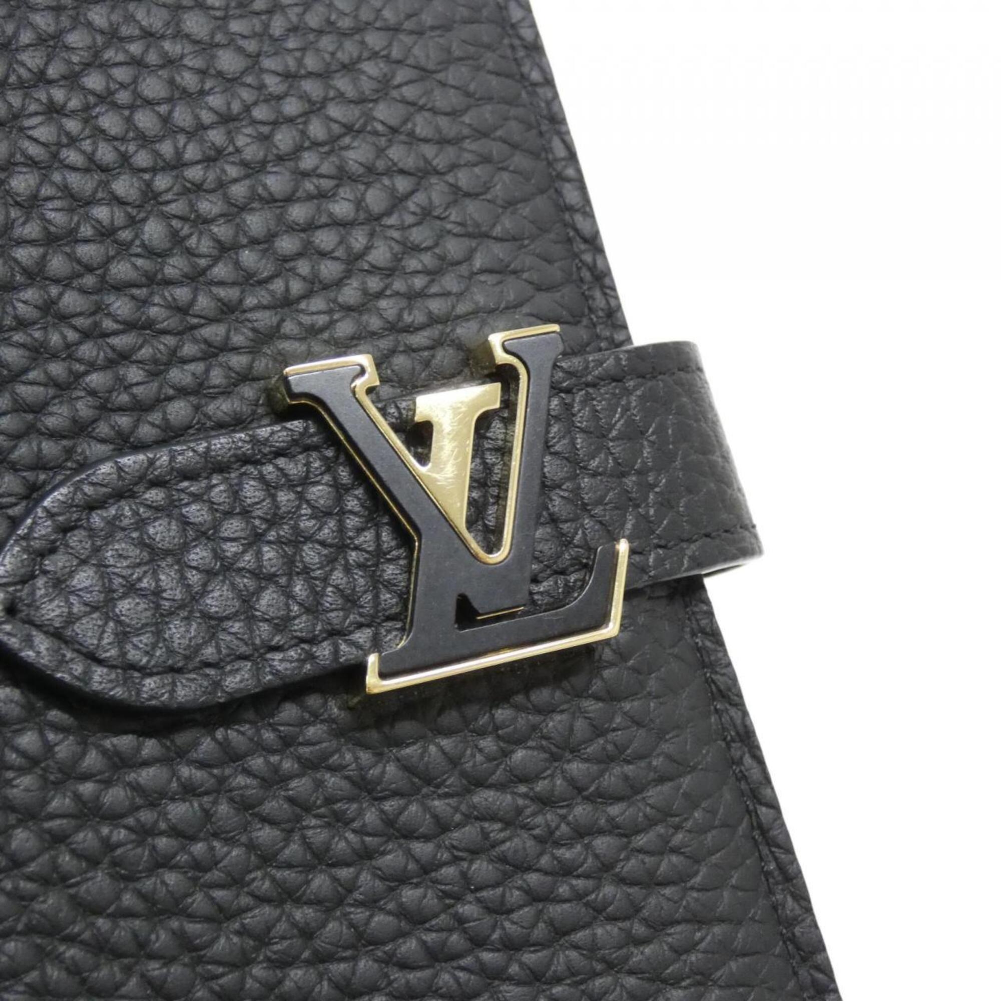 Louis Vuitton Black Leather Long Wallet (Bi-Fold) (Pre-Owned)