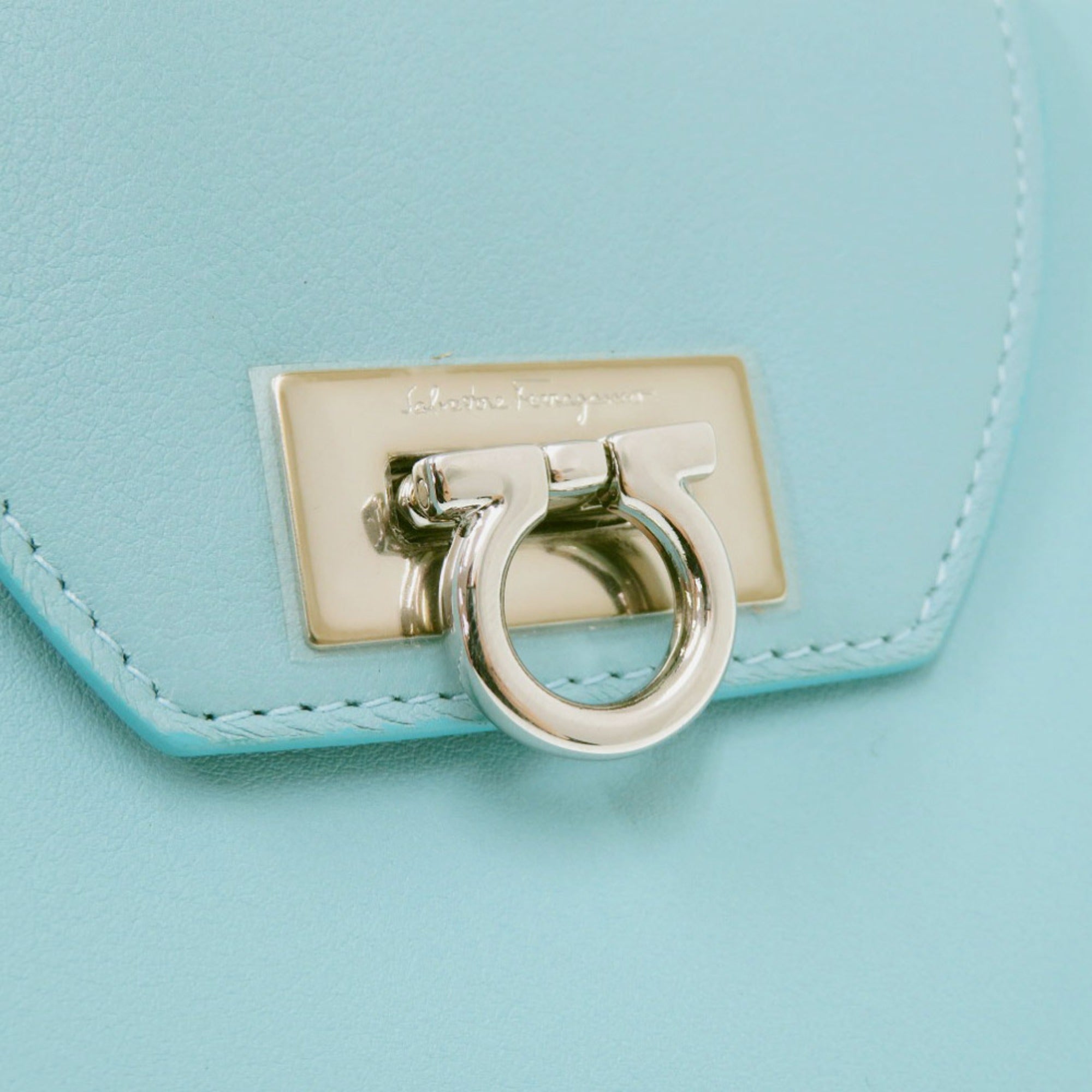 Salvatore Ferragamo Light Blue Leather Long Wallet (Bi-Fold) (Pre-Owned)