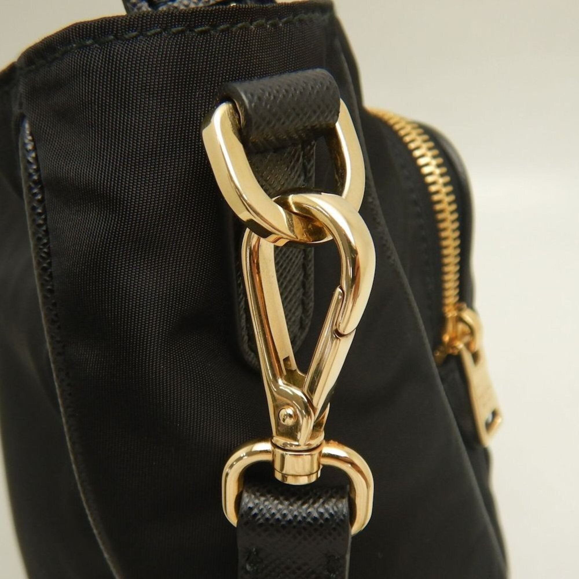 Prada Black Nylon Leather Handbag (Pre-Owned)