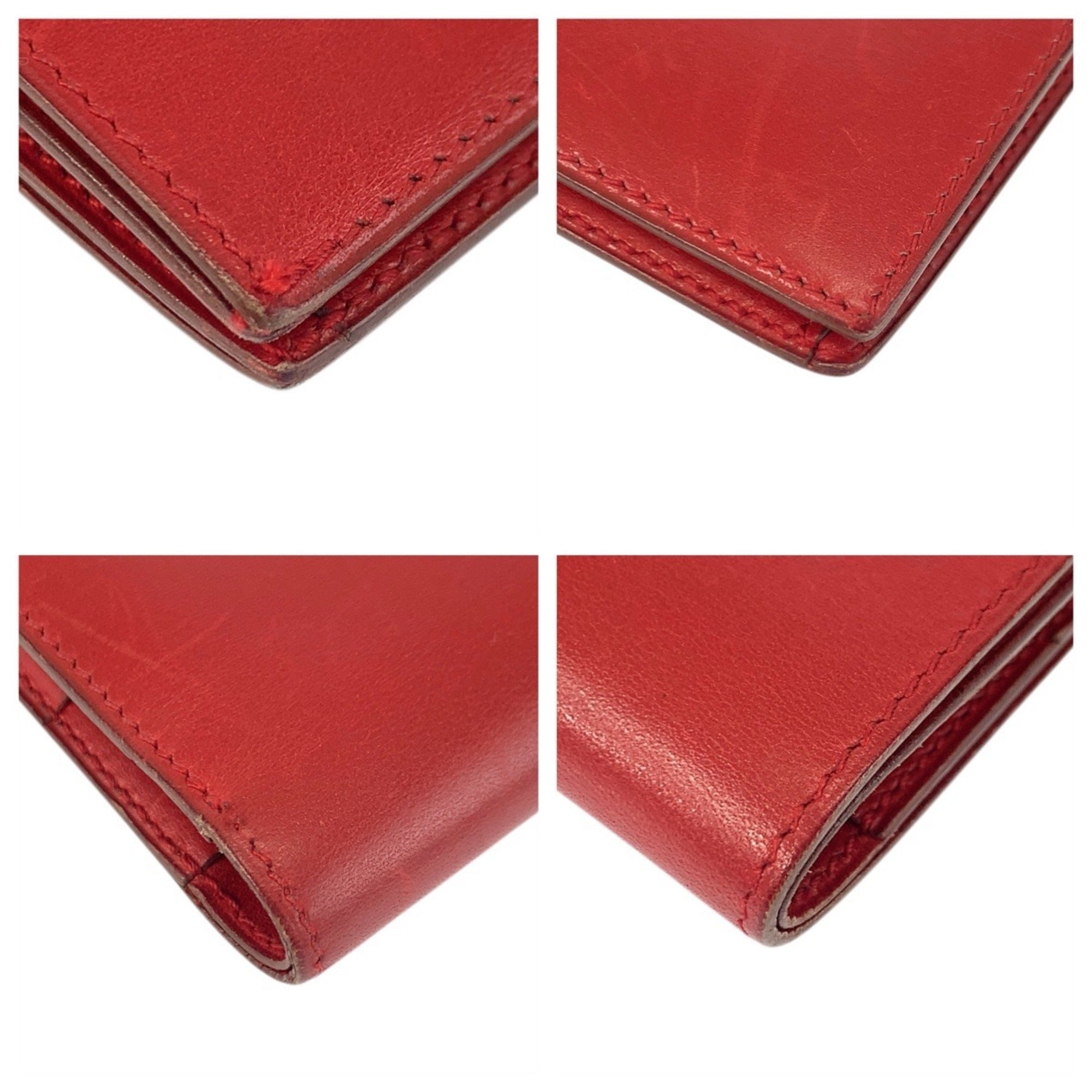 Hermes Red Color Leather Wallet (Bi-Fold) (Pre-Owned)