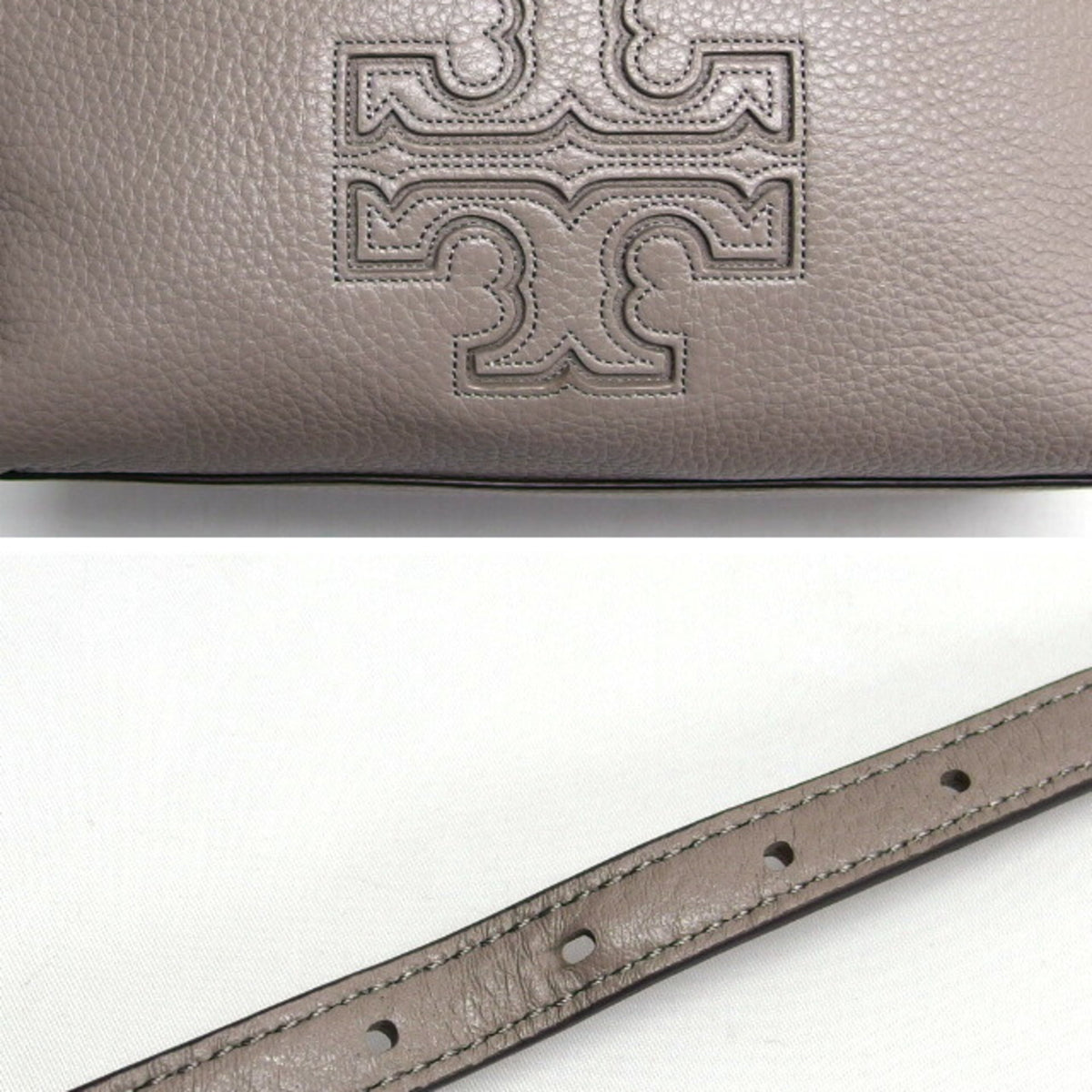 Tory Burch Gray Leather Handbag Shoulder Bag (Pre-Owned)