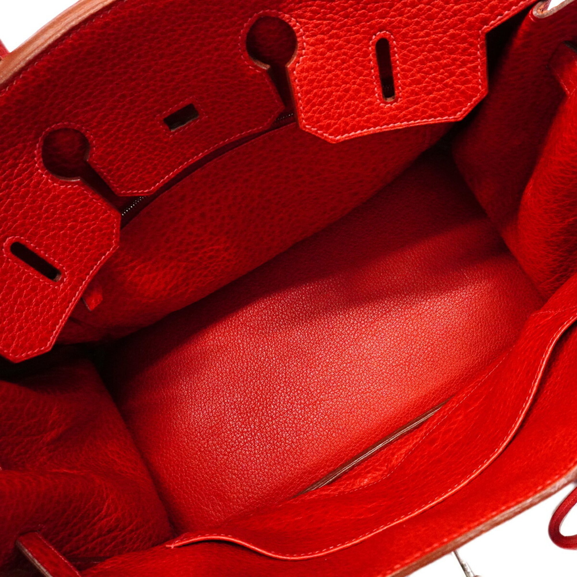Hermes Rouge Vif Buffle Skipper Leather Handbag (Pre-Owned)