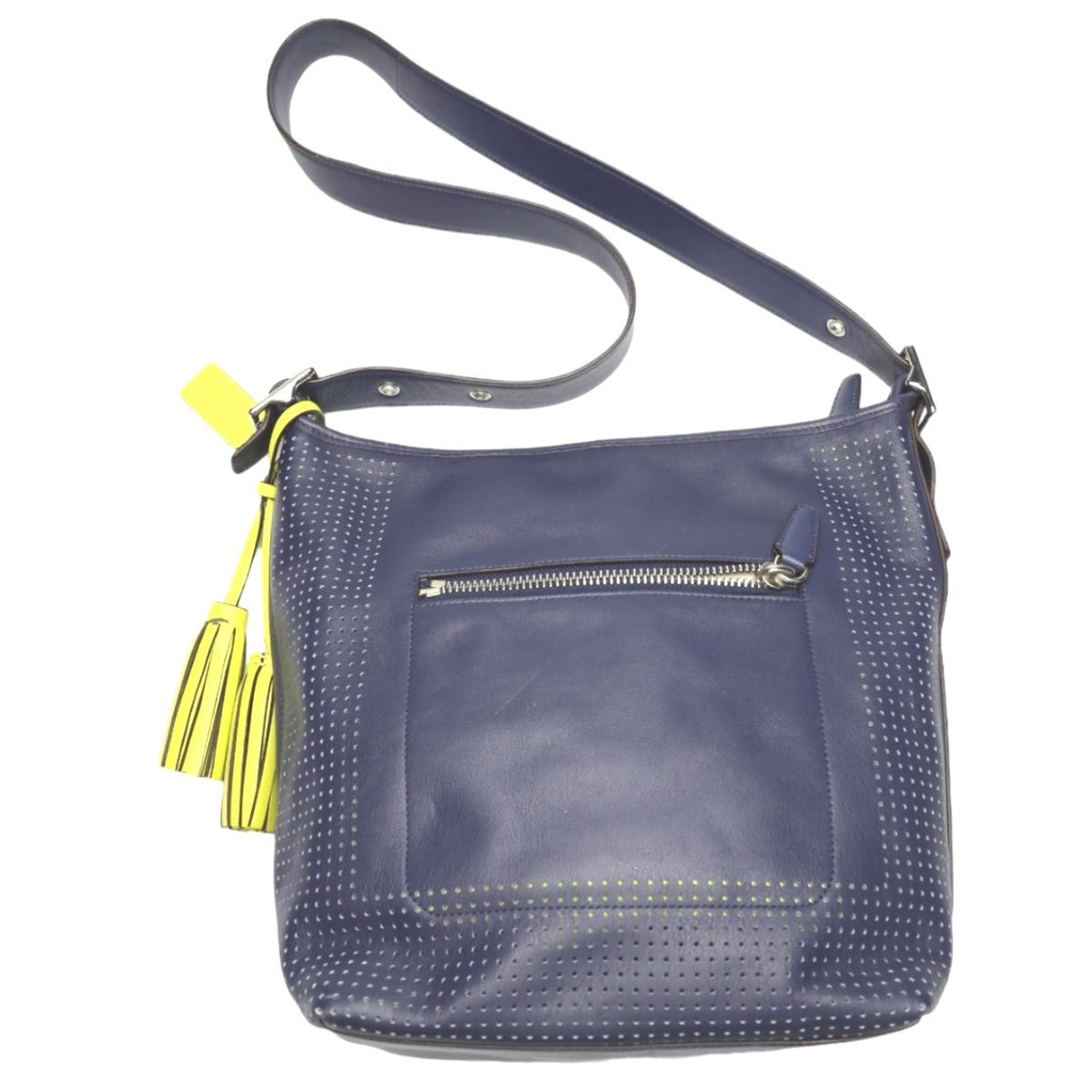 Coach Navy Leather Shoulder Bag (Pre-Owned)