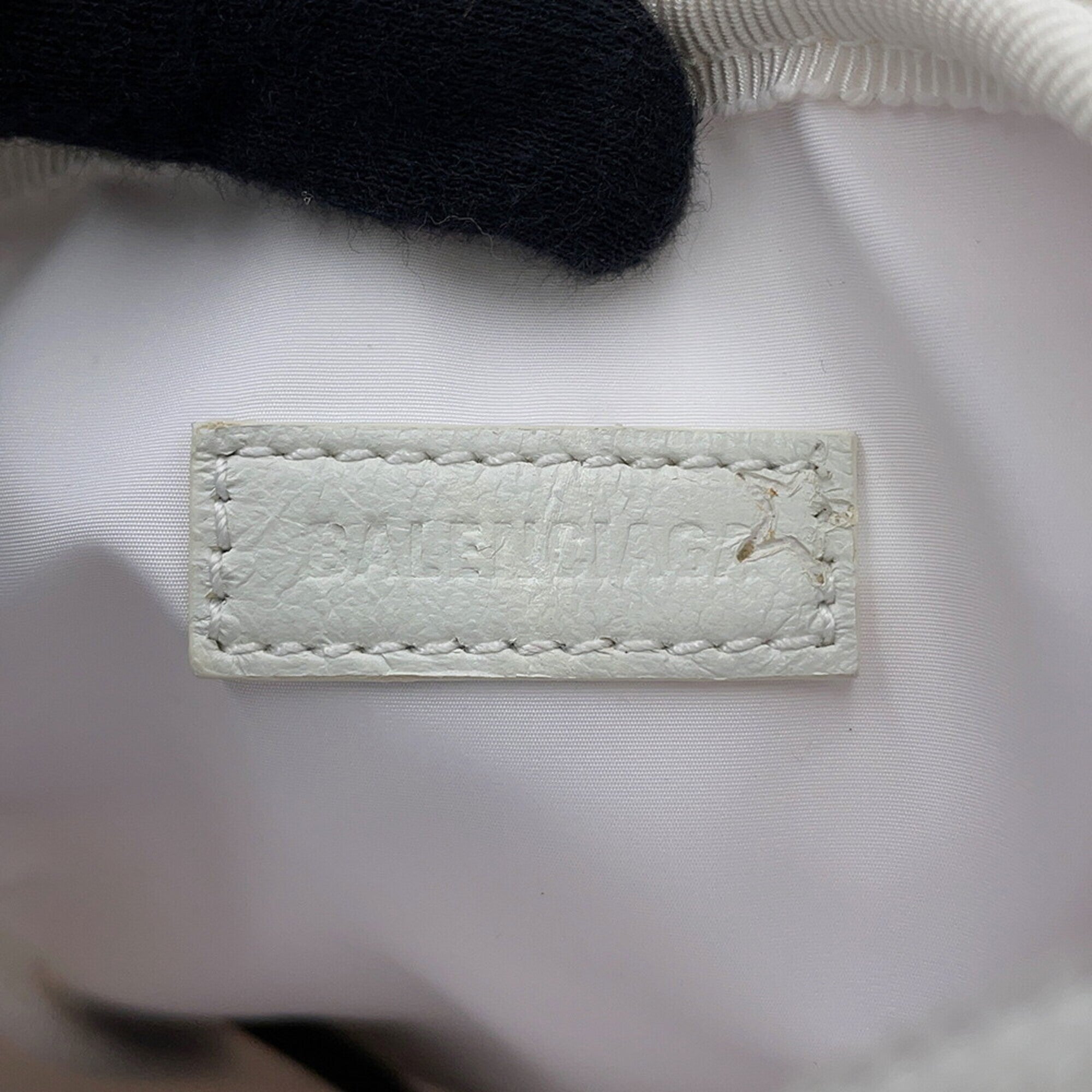 Balenciaga White Canvas Handbag Shoulder Bag (Pre-Owned)