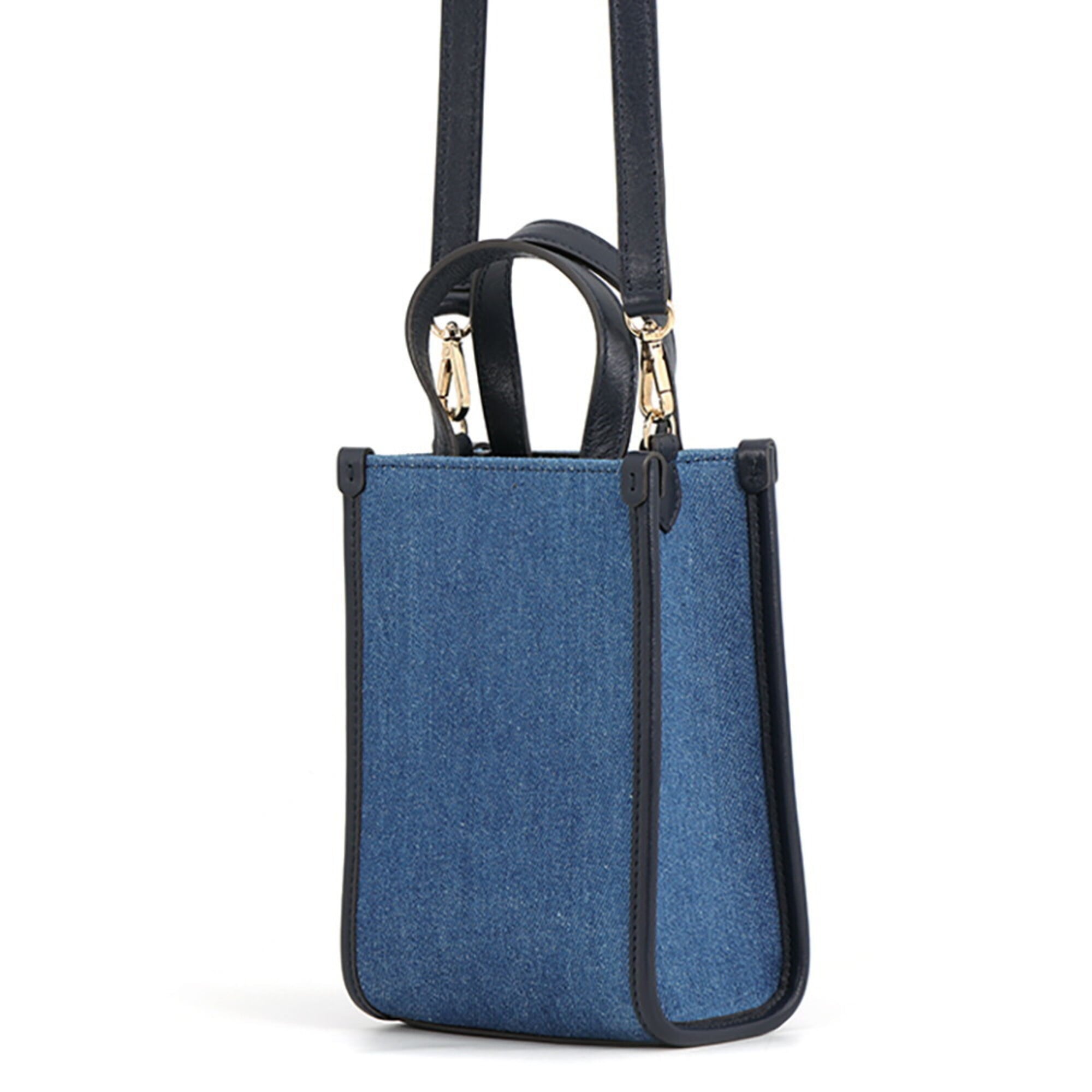 Jimmy Choo Blue Navy Canvas Leather Handbag Shoulder Bag (Pre-Owned)
