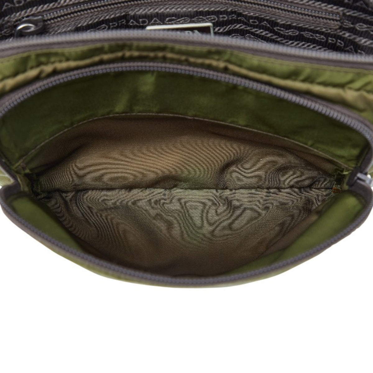 Prada Green Khaki Nylon Leather Shoulder Bag (Pre-Owned)