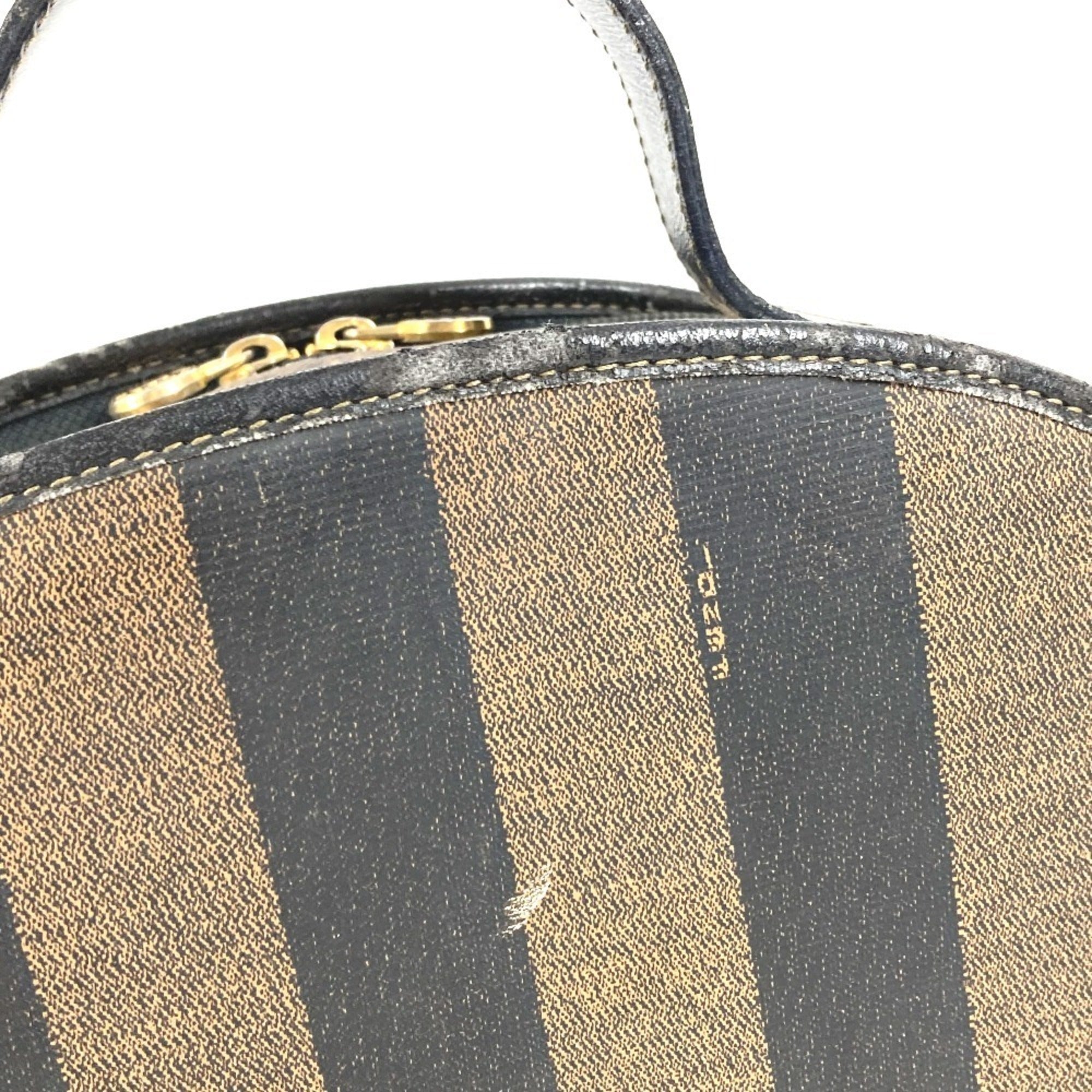 Fendi Pequin Black Khaki Pvc Leather Handbag Vanity Bag (Pre-Owned)