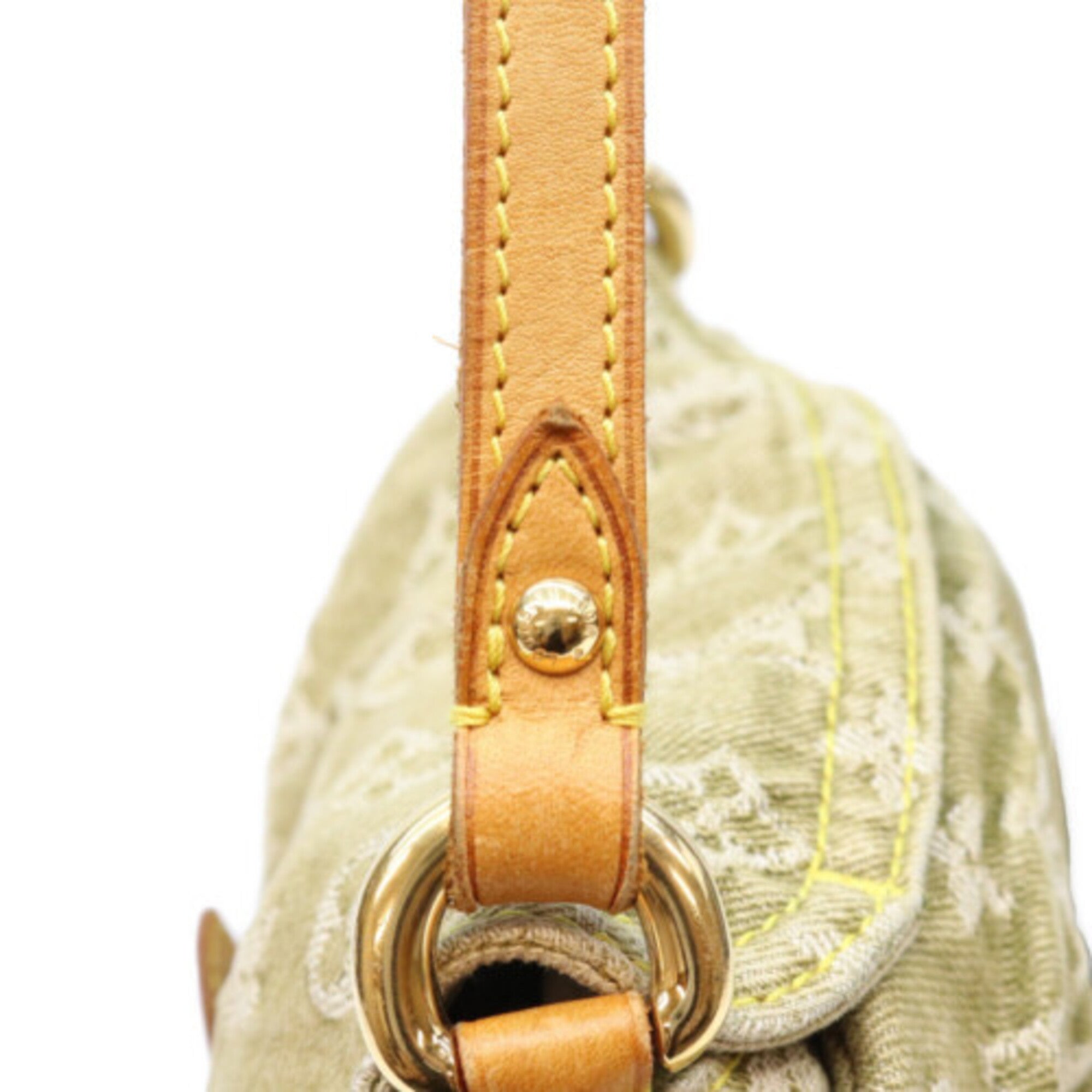 Louis Vuitton Beige Green Monogram Denim Handbag (Pre-Owned)