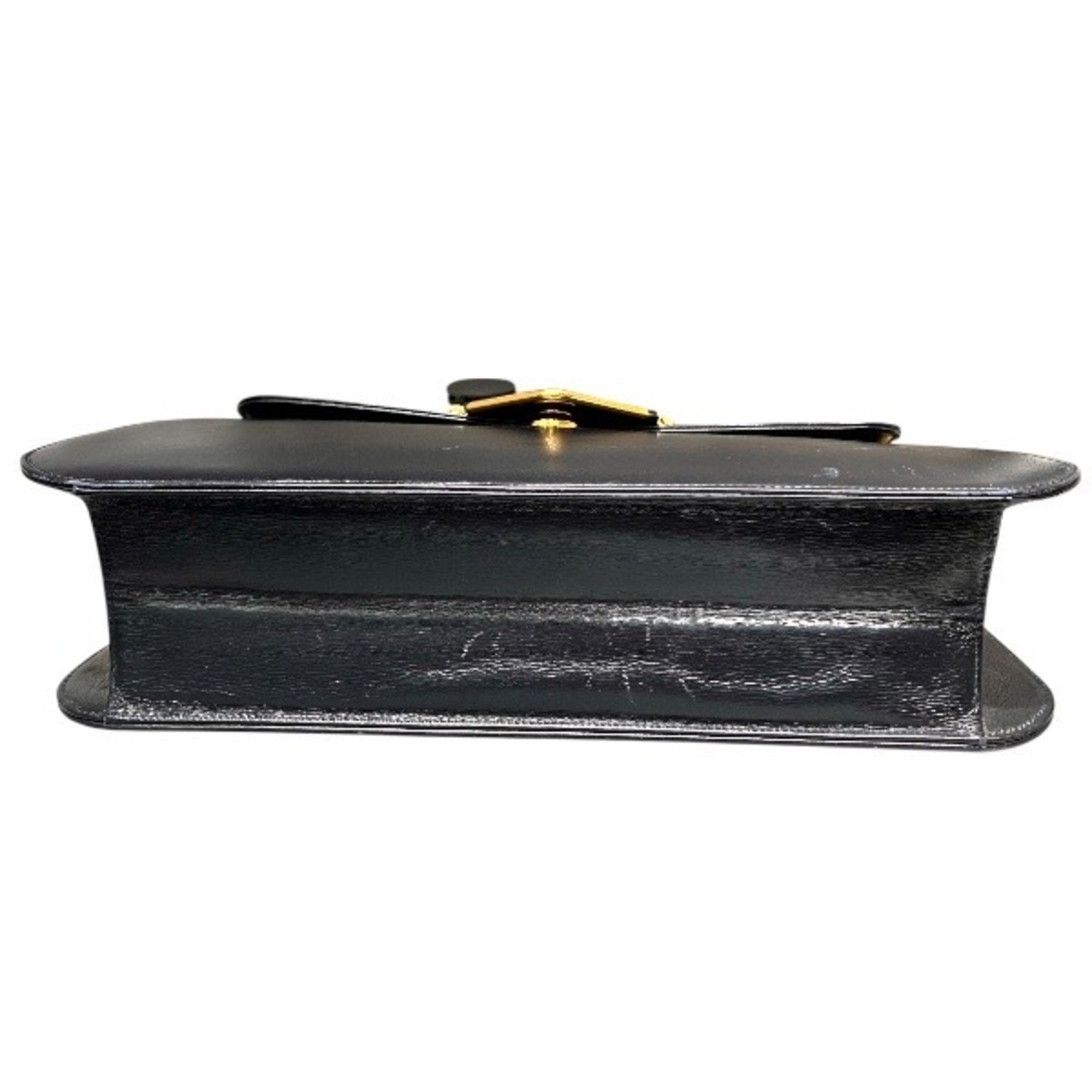 Cartier Sapphire Line Black Leather Handbag Shoulder Bag (Pre-Owned)