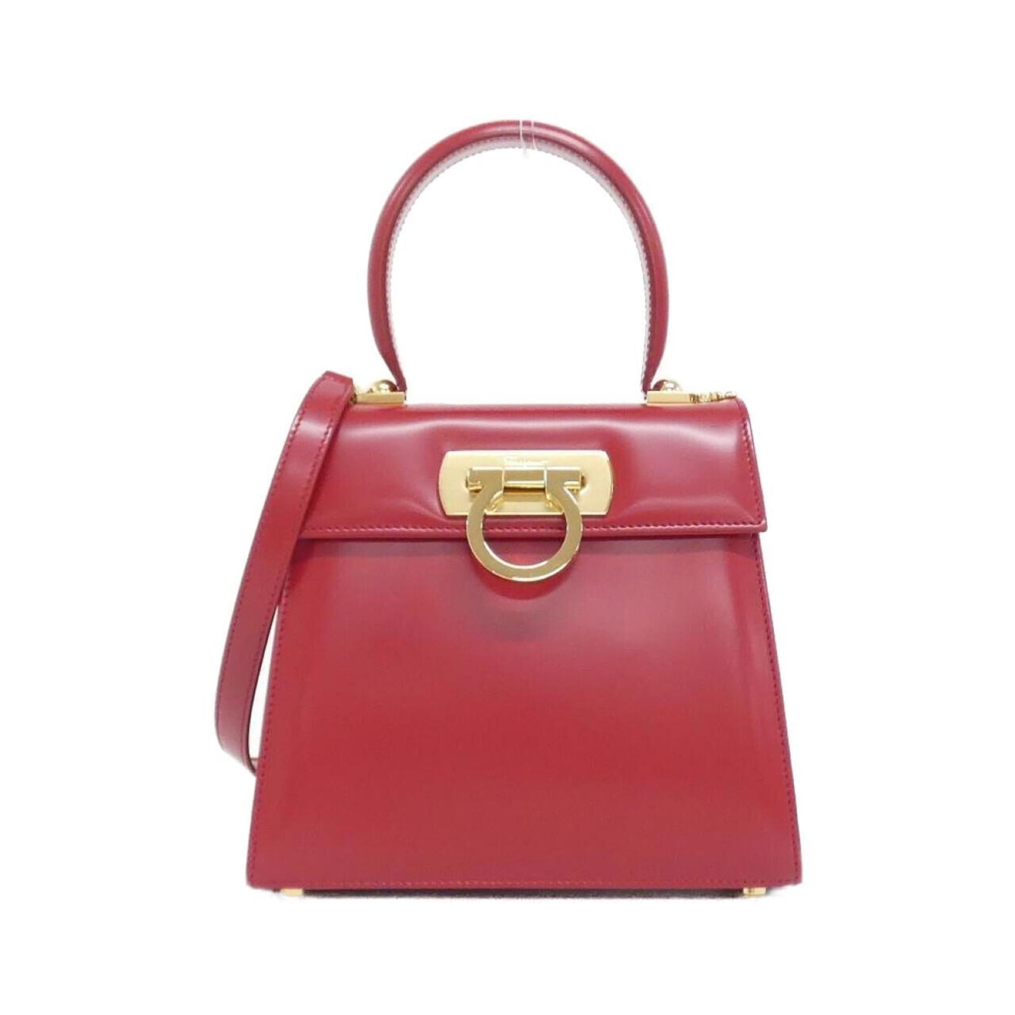 Salvatore Ferragamo Red Color Leather Handbag (Pre-Owned)