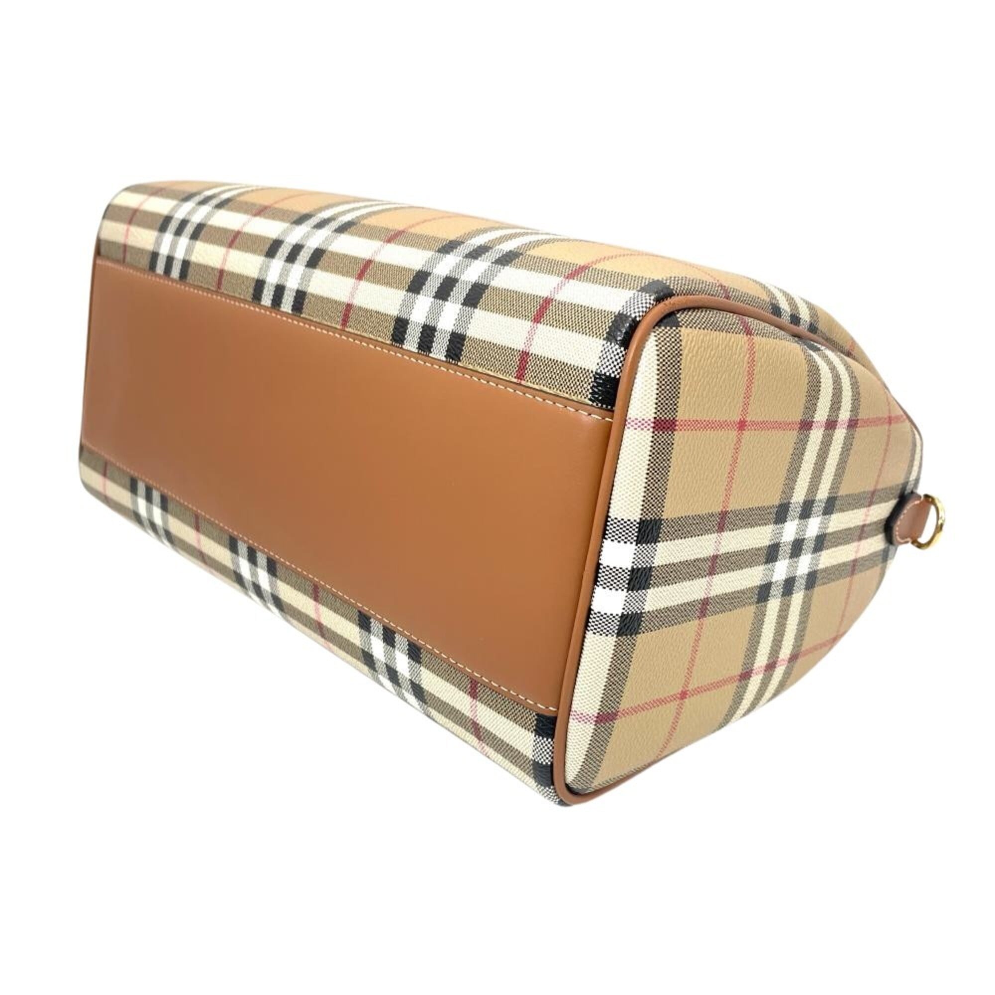 Burberry Beige Polyester Elastane Cotton Leather Boston Bag (Pre-Owned)