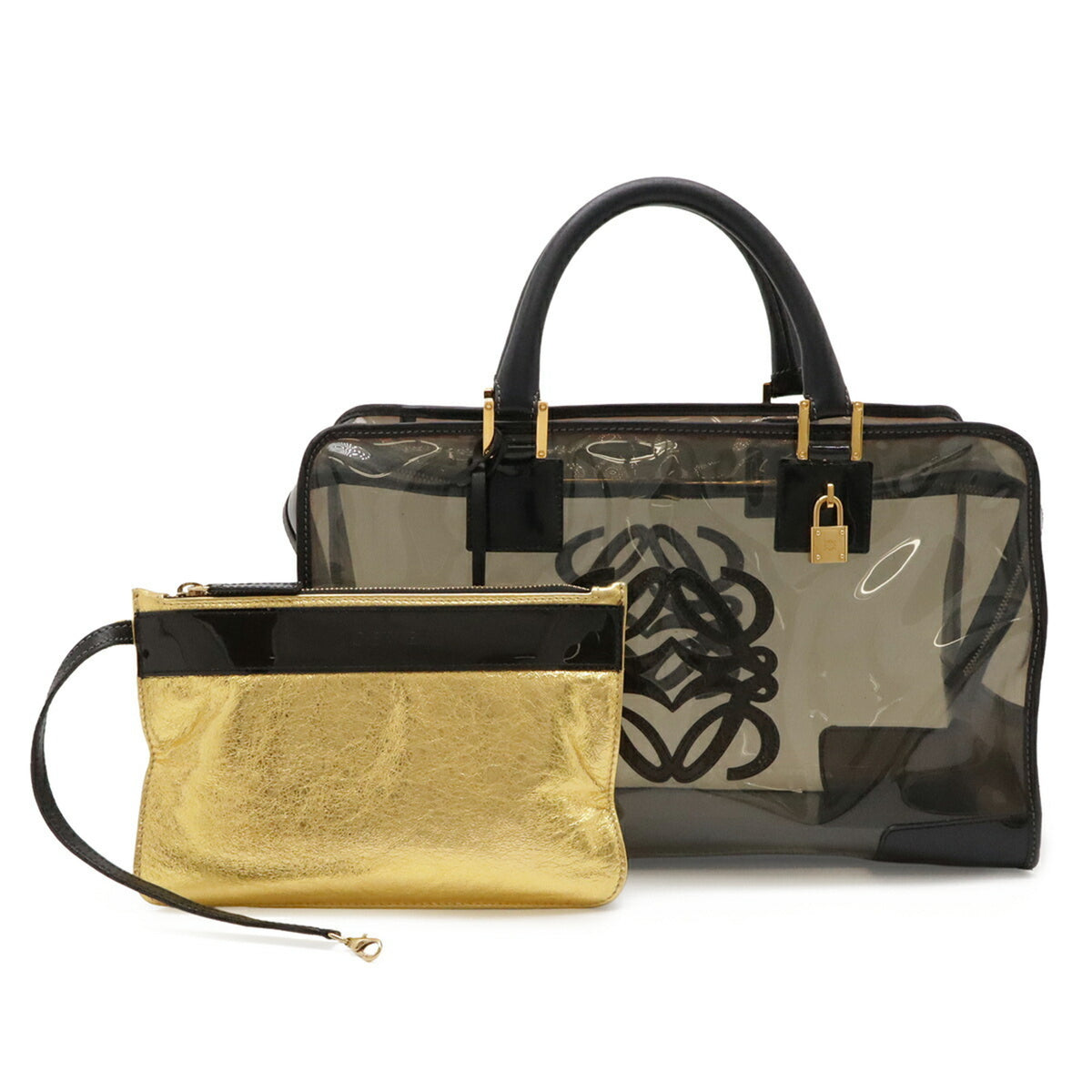 Loewe Black Clear Black Vinyl Handbag Pouch Tote Bag (Pre-Owned)