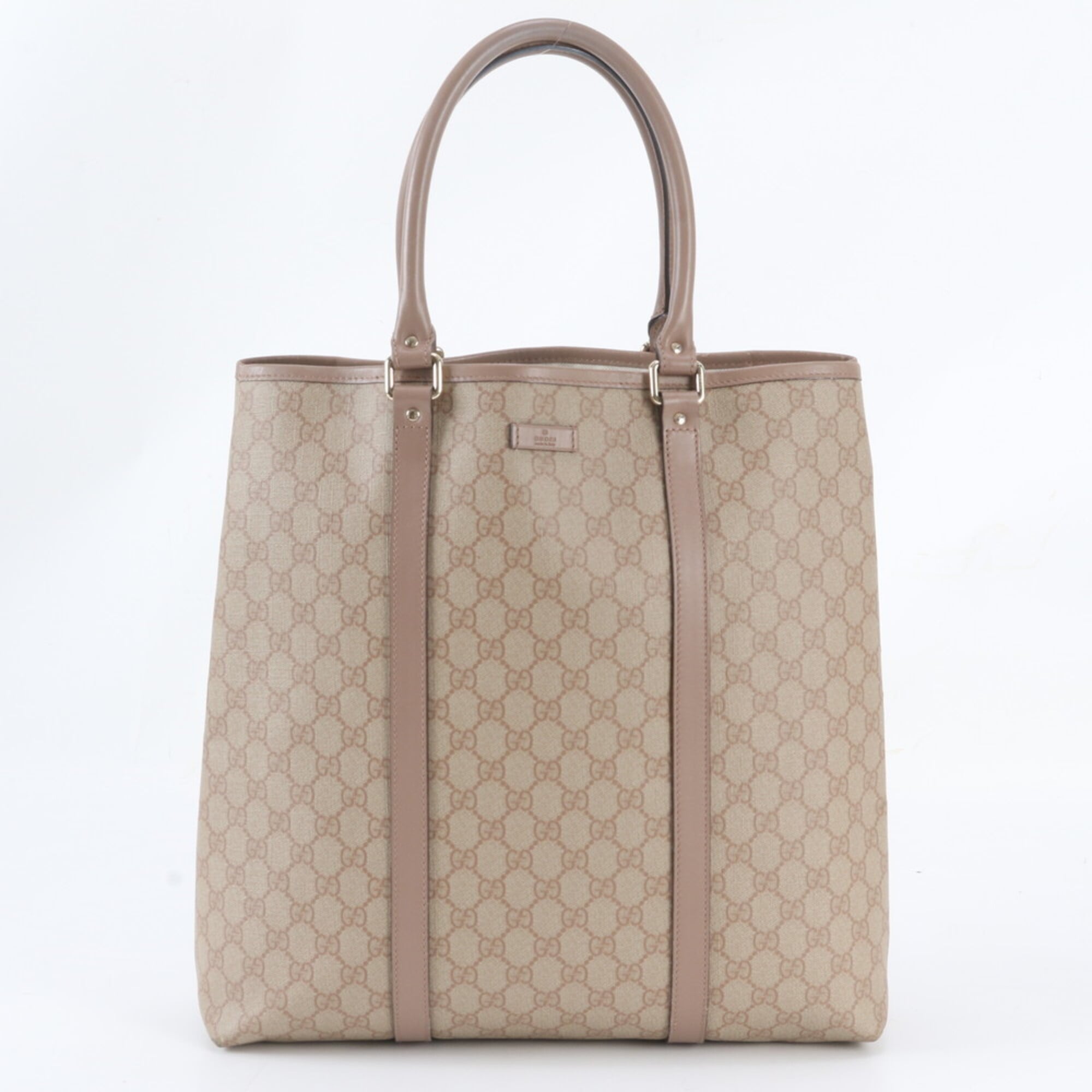 Gucci Sherry Line Pink Beige Leather Coated Canvas Handbag Shoulder Bag Tote Bag (Pre-Owned)