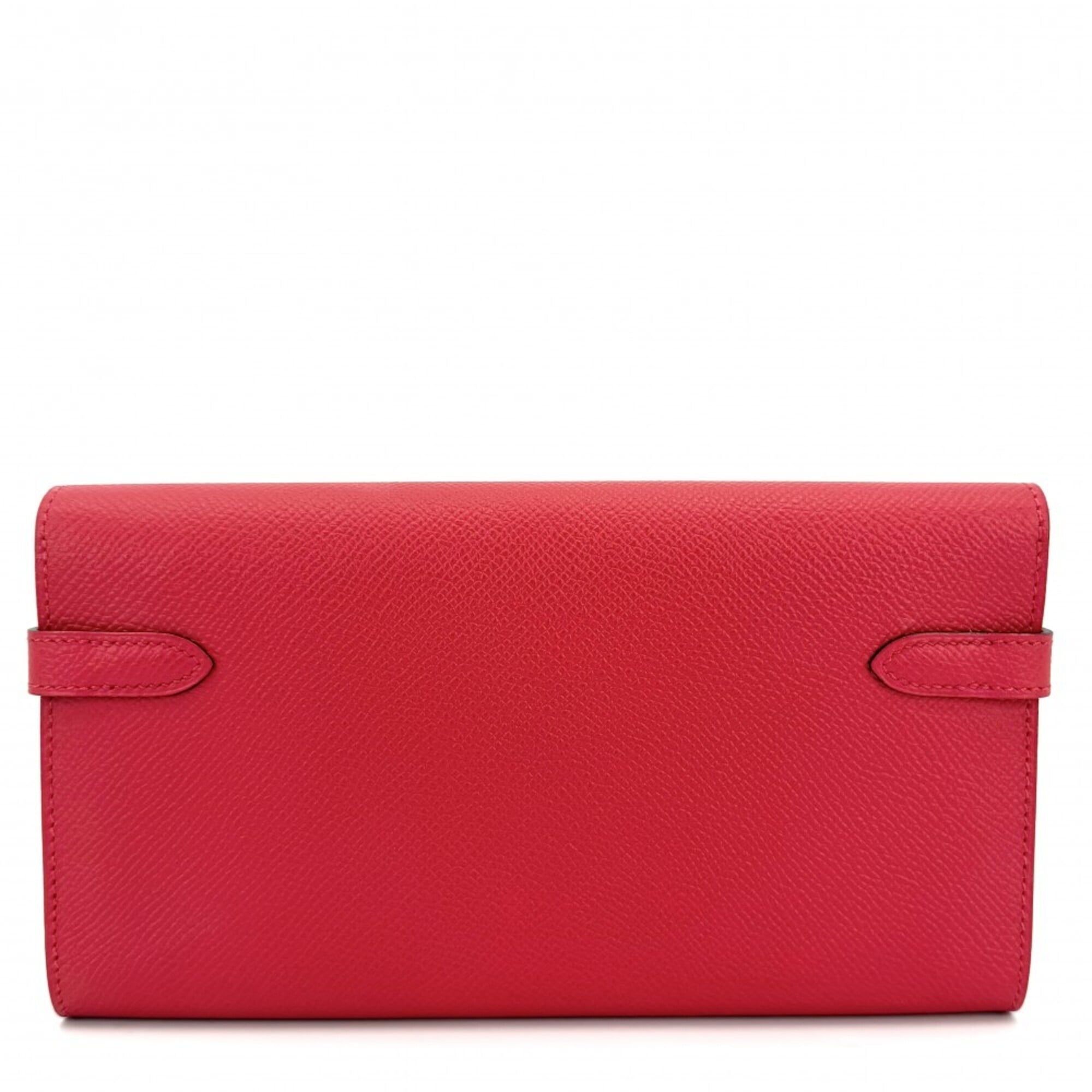 Hermes Red Color Epsom Leather Long Wallet (Bi-Fold) (Pre-Owned)