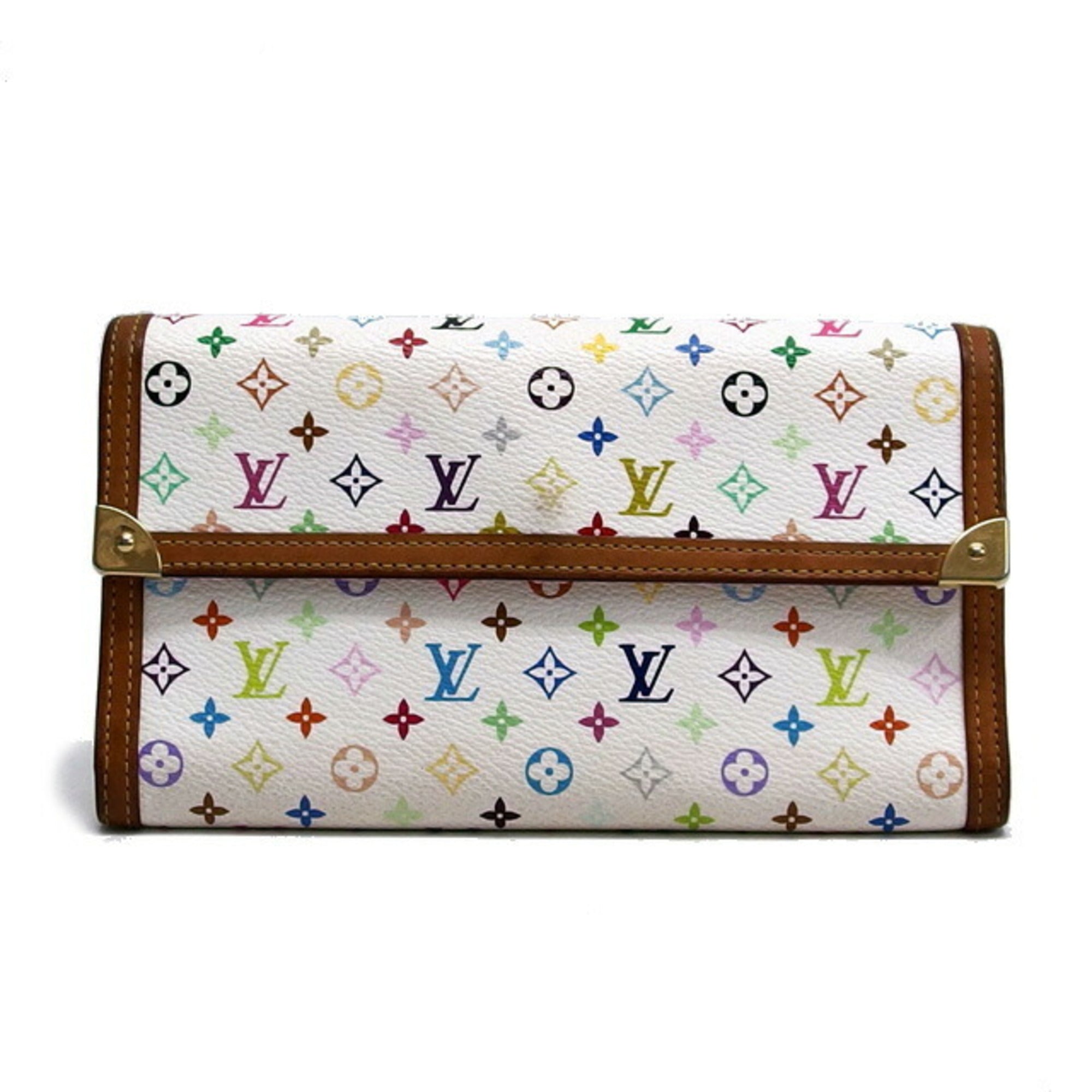 Louis Vuitton Blanc Monogram Multicolore Canvas Long Wallet (Tri-Fold) (Pre-Owned)