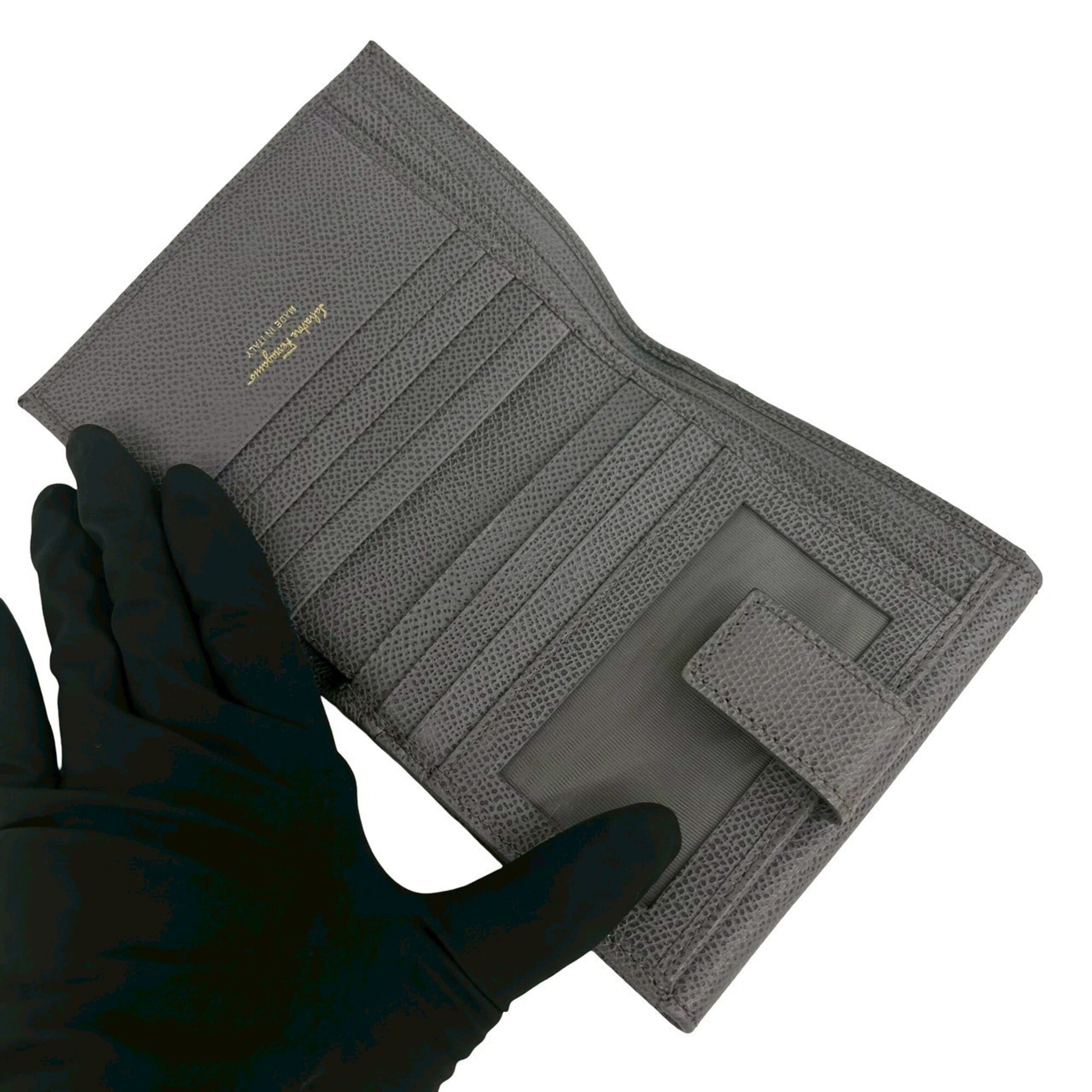 Salvatore Ferragamo Gray Leather Wallet (Bi-Fold) (Pre-Owned)