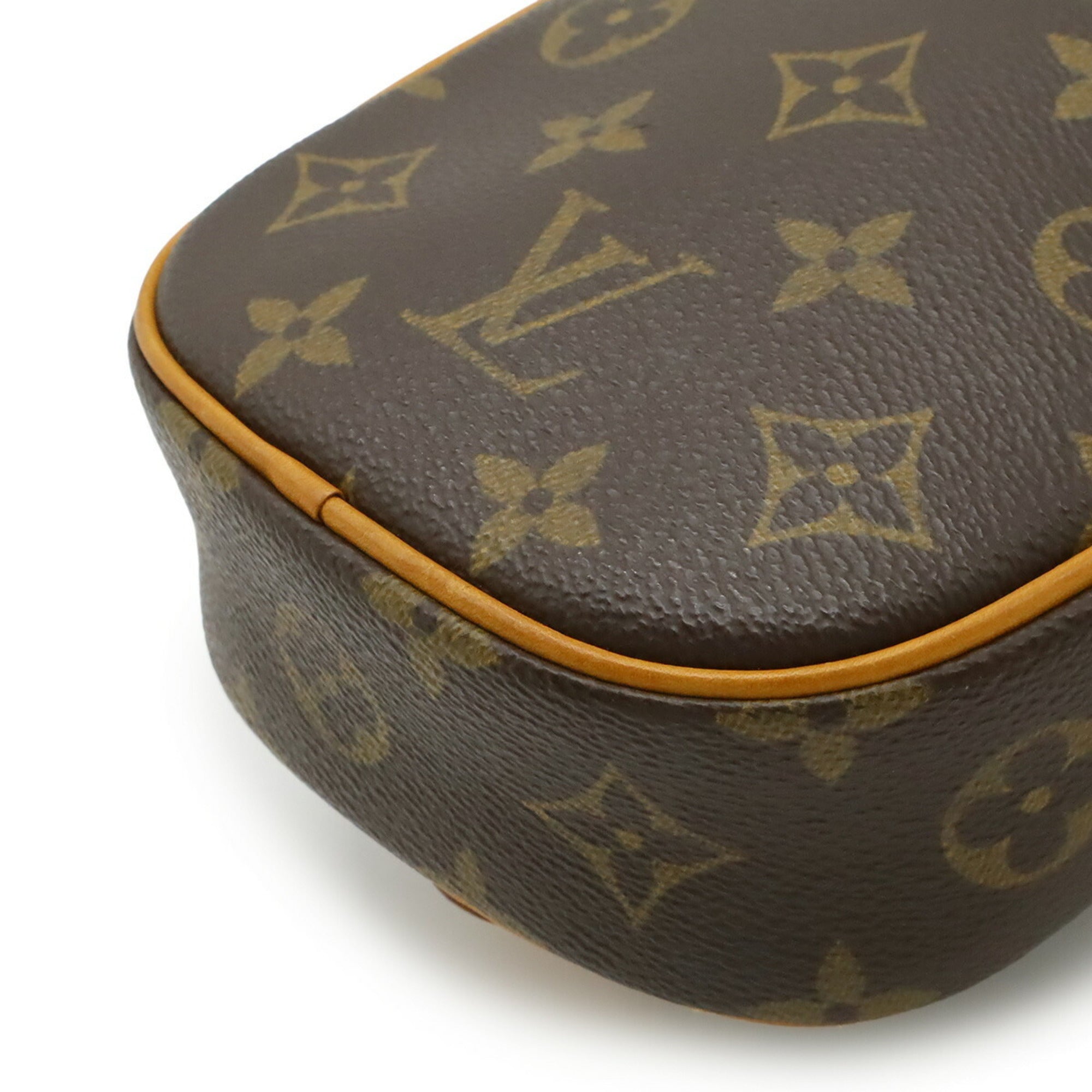 Louis Vuitton Brown Canvas Pochette Shoulder Bag Sling Bag (Pre-Owned)