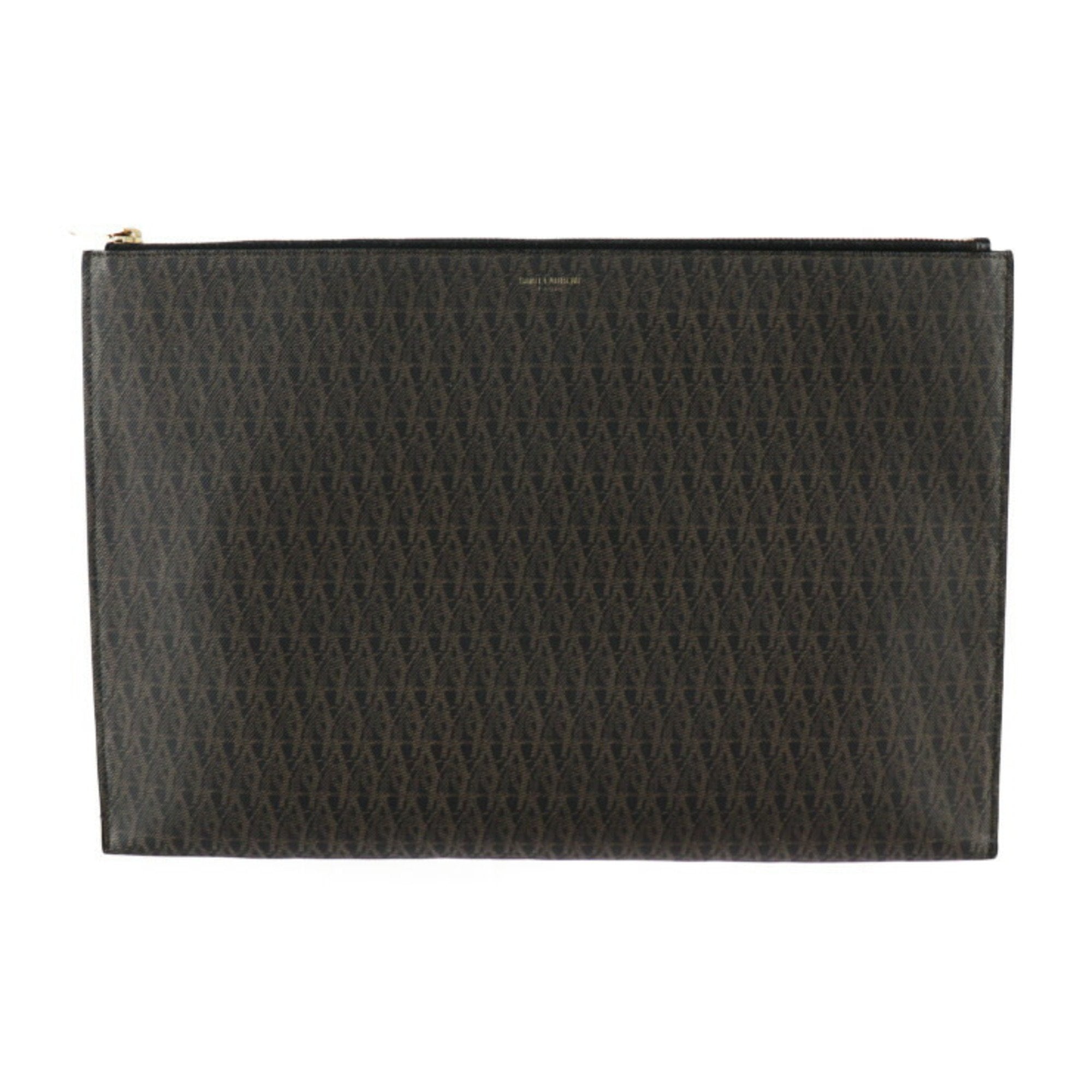 Yves Saint Laurent Brown Pvc Clutch Bag Handbag Pouch (Pre-Owned)