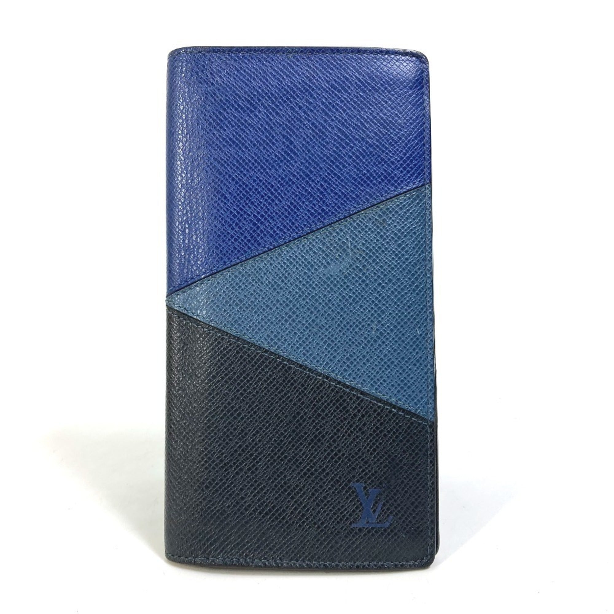 Louis Vuitton Taiga Blue Navy Taiga Leather Long Wallet (Bi-Fold) (Pre-Owned)