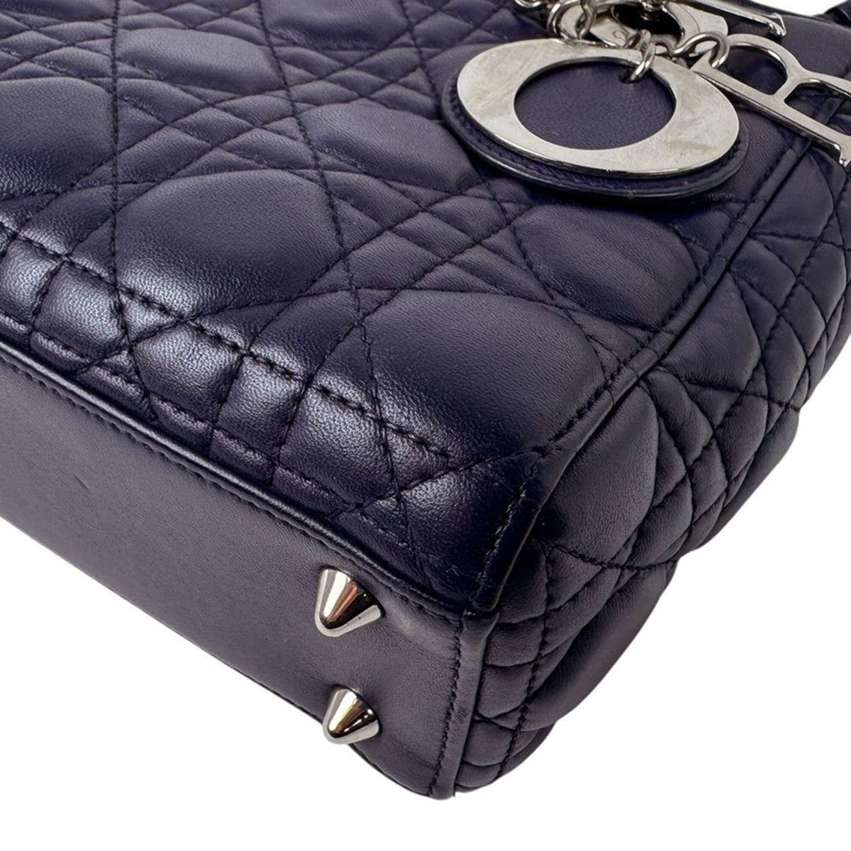 Christian Dior Navy Leather Handbag Shoulder Bag (Pre-Owned)