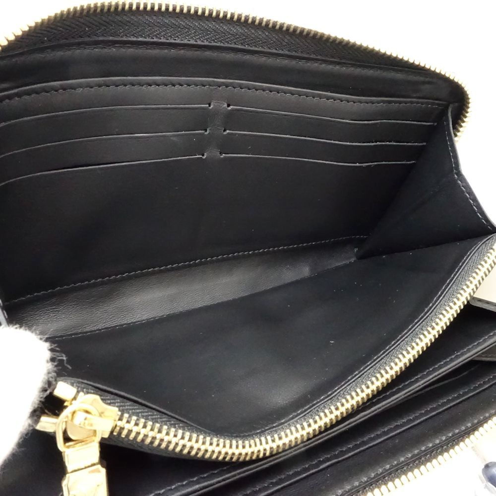 Louis Vuitton Noir Leather Long Wallet (Bi-Fold) (Pre-Owned)