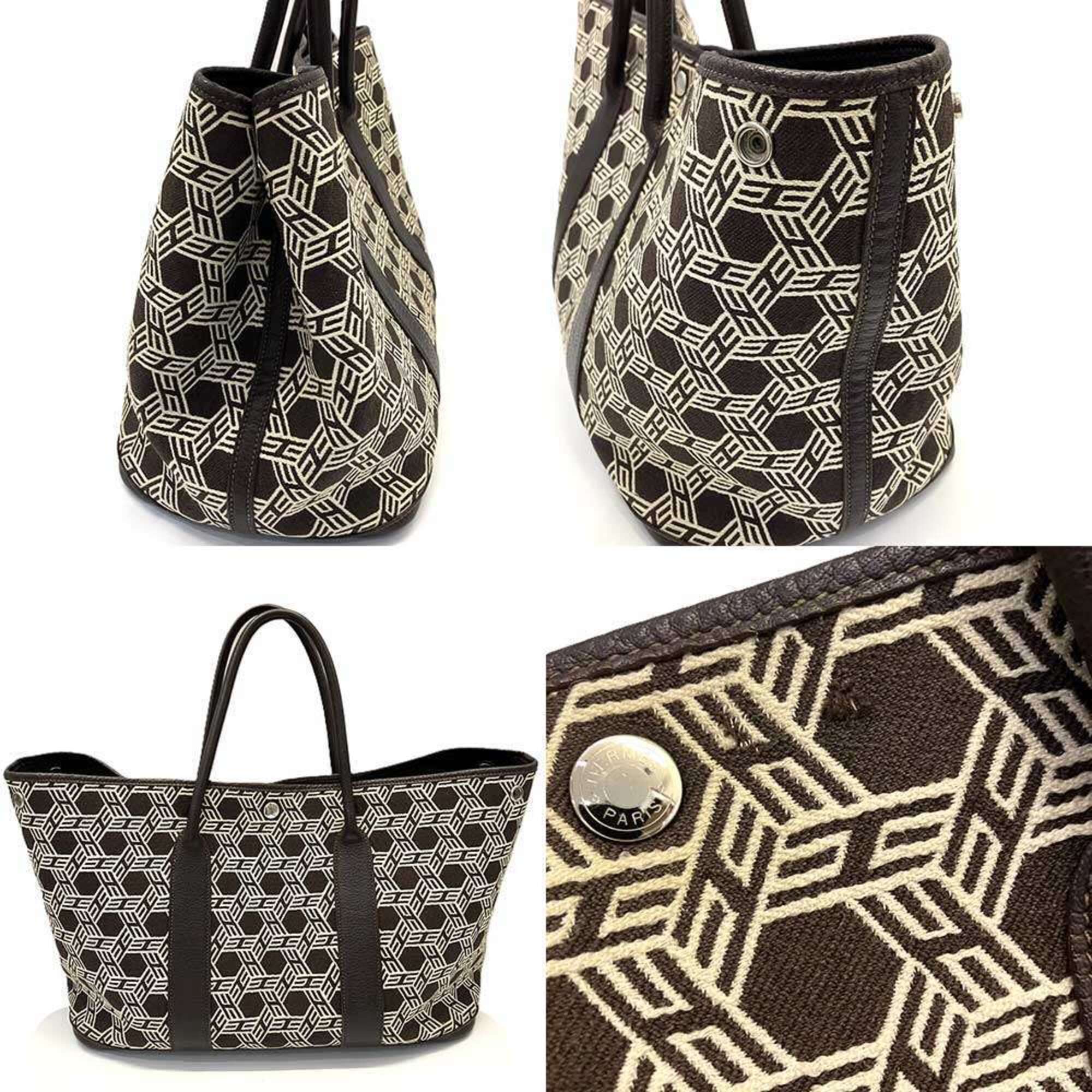 Hermes Garden Brown Toile So H Tote Bag (Pre-Owned)