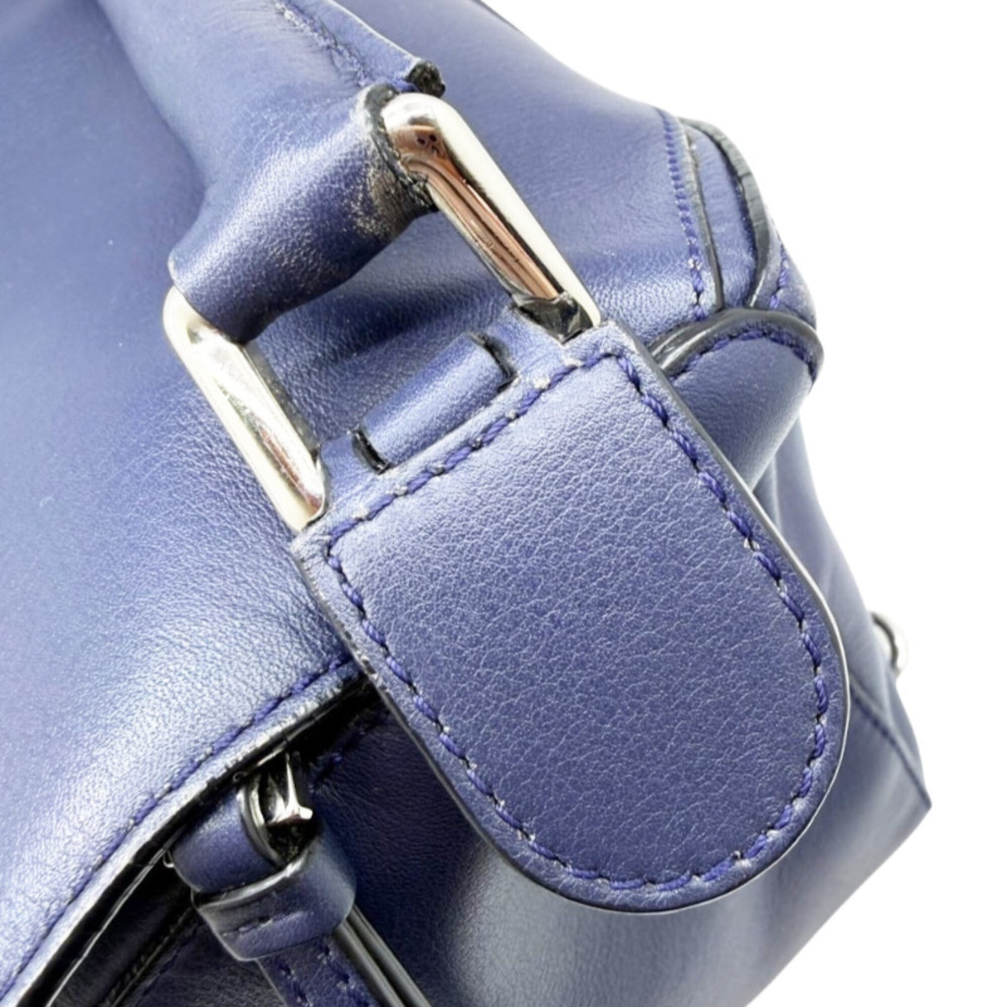 Loewe Navy Leather Handbag Shoulder Bag (Pre-Owned)