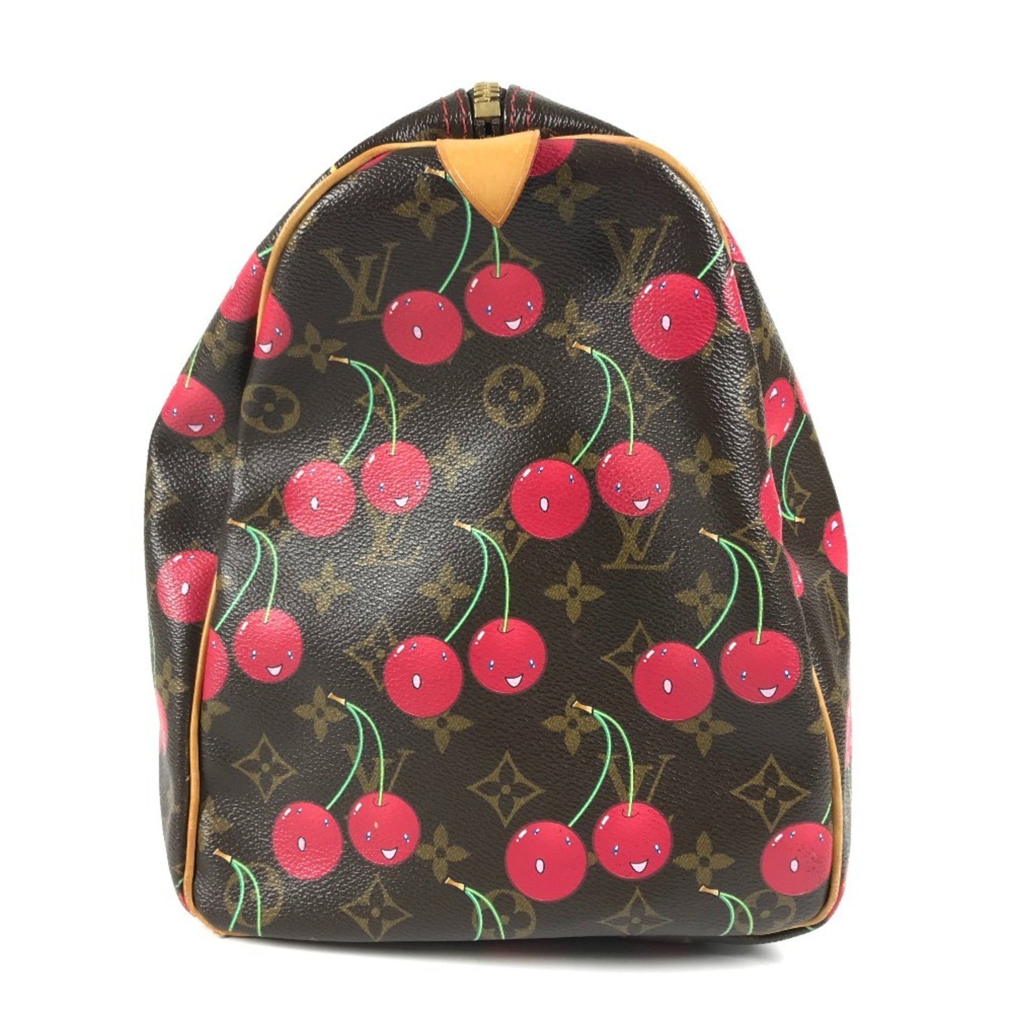 Louis Vuitton Brown Red Color Monogram Cherry Blossom Canvas Boston Bag (Pre-Owned)