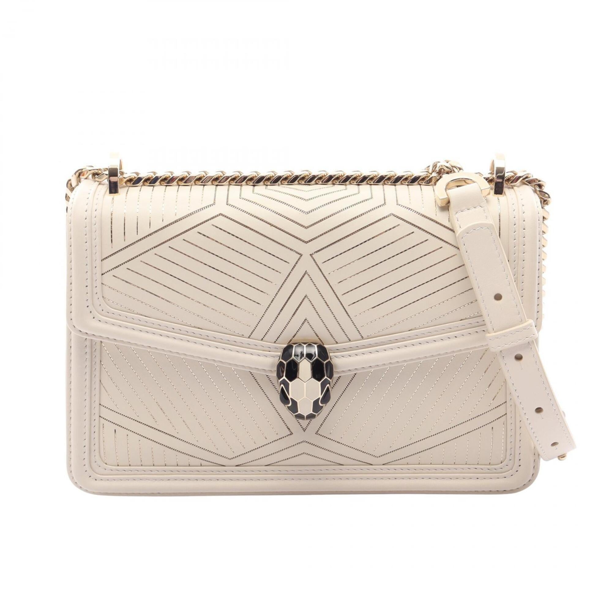 Bvlgari White Leather Handbag Shoulder Bag (Pre-Owned)