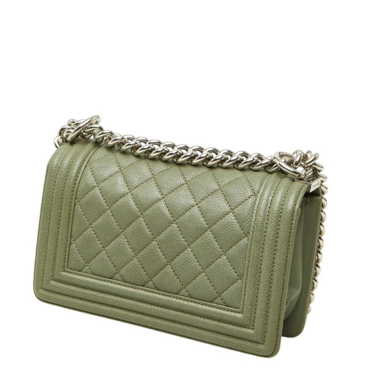 Chanel Green Olive Grained Calfskin Shoulder Bag (Pre-Owned)