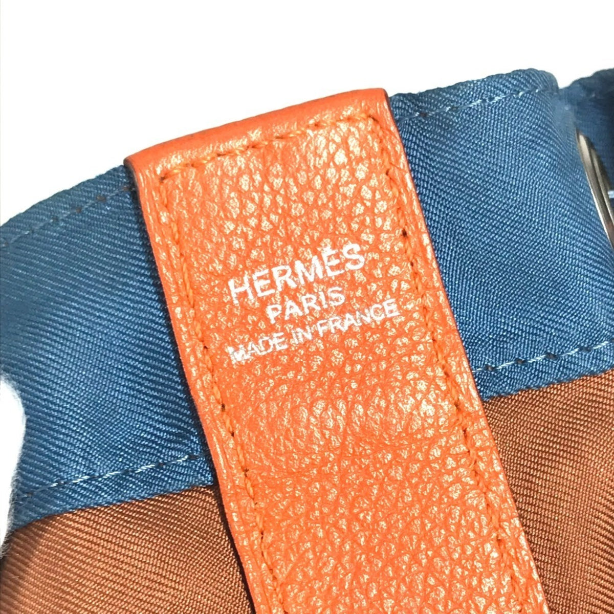 Hermes Blue Orange Silk Leather Shoulder Bag (Pre-Owned)