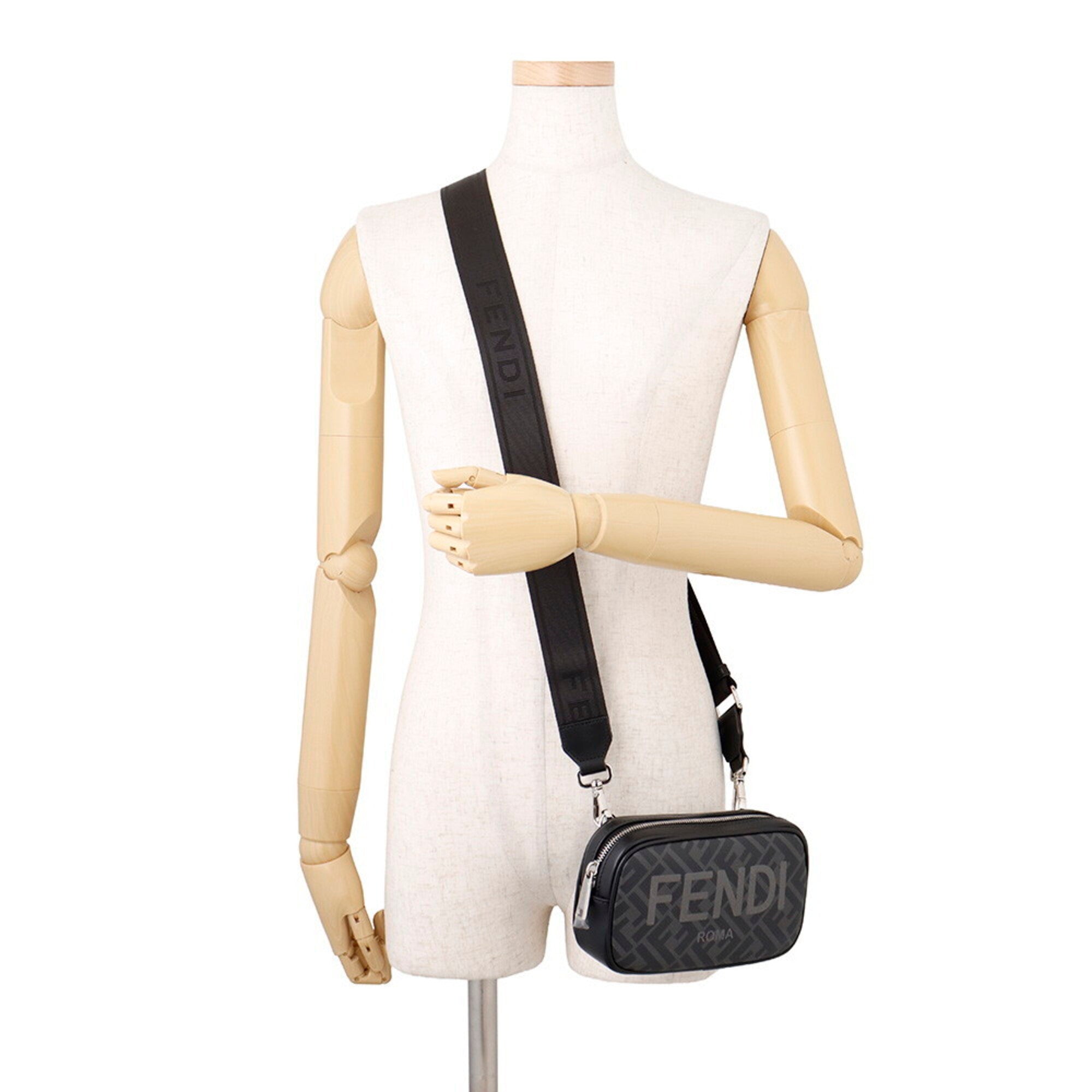 Fendi Zucca Gray Pvc Handbag Shoulder Bag (Pre-Owned)