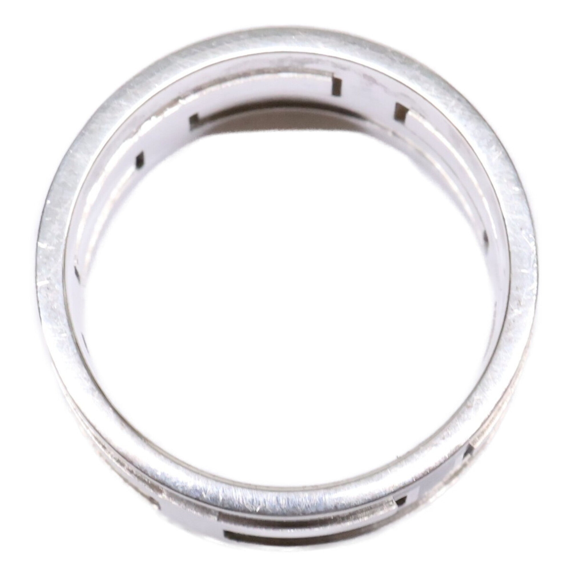 Hermes Silver Black Silver 925 Band Ring (Pre-Owned)