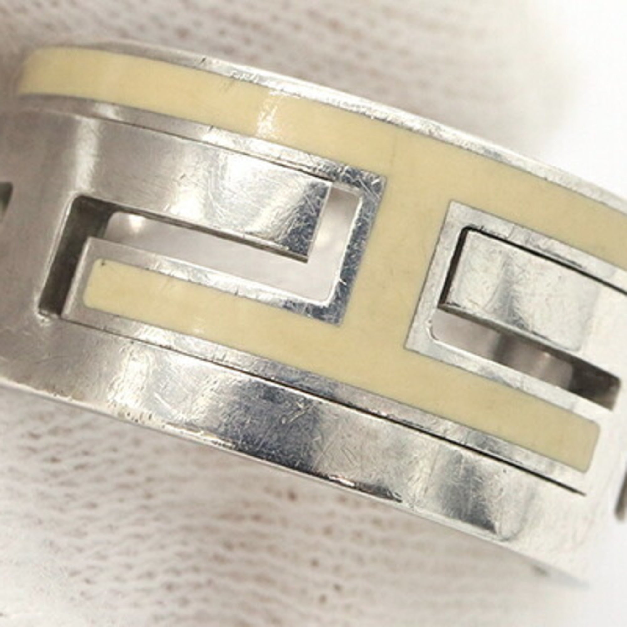 Hermes Silver Cream Sterling Silver 925 Band Ring (Pre-Owned)