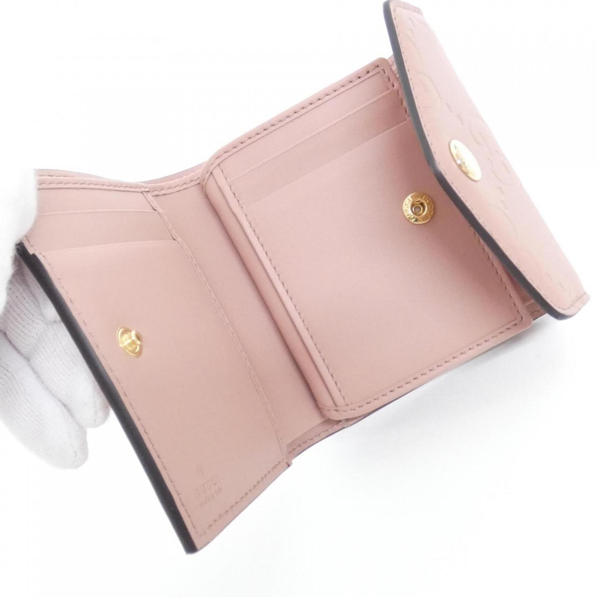 Gucci Rose Pink Gg Leather Wallet (Tri-Fold) (Pre-Owned)