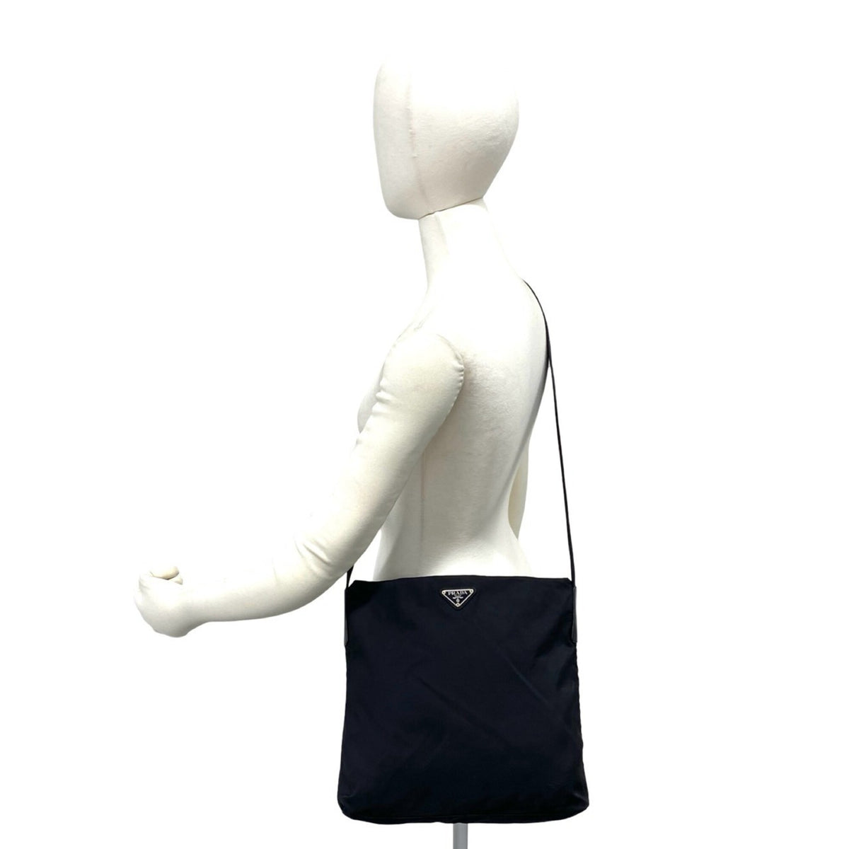 Prada Black Nylon Leather Pochette Shoulder Bag (Pre-Owned)