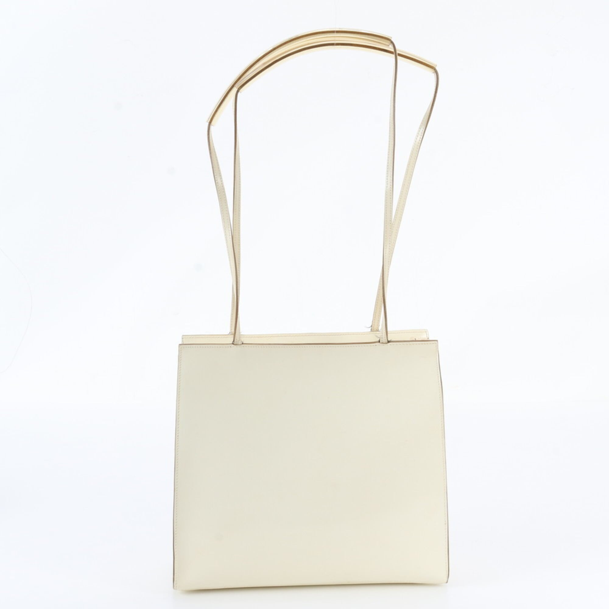 Salvatore Ferragamo White Leather Handbag Shoulder Bag Tote Bag (Pre-Owned)