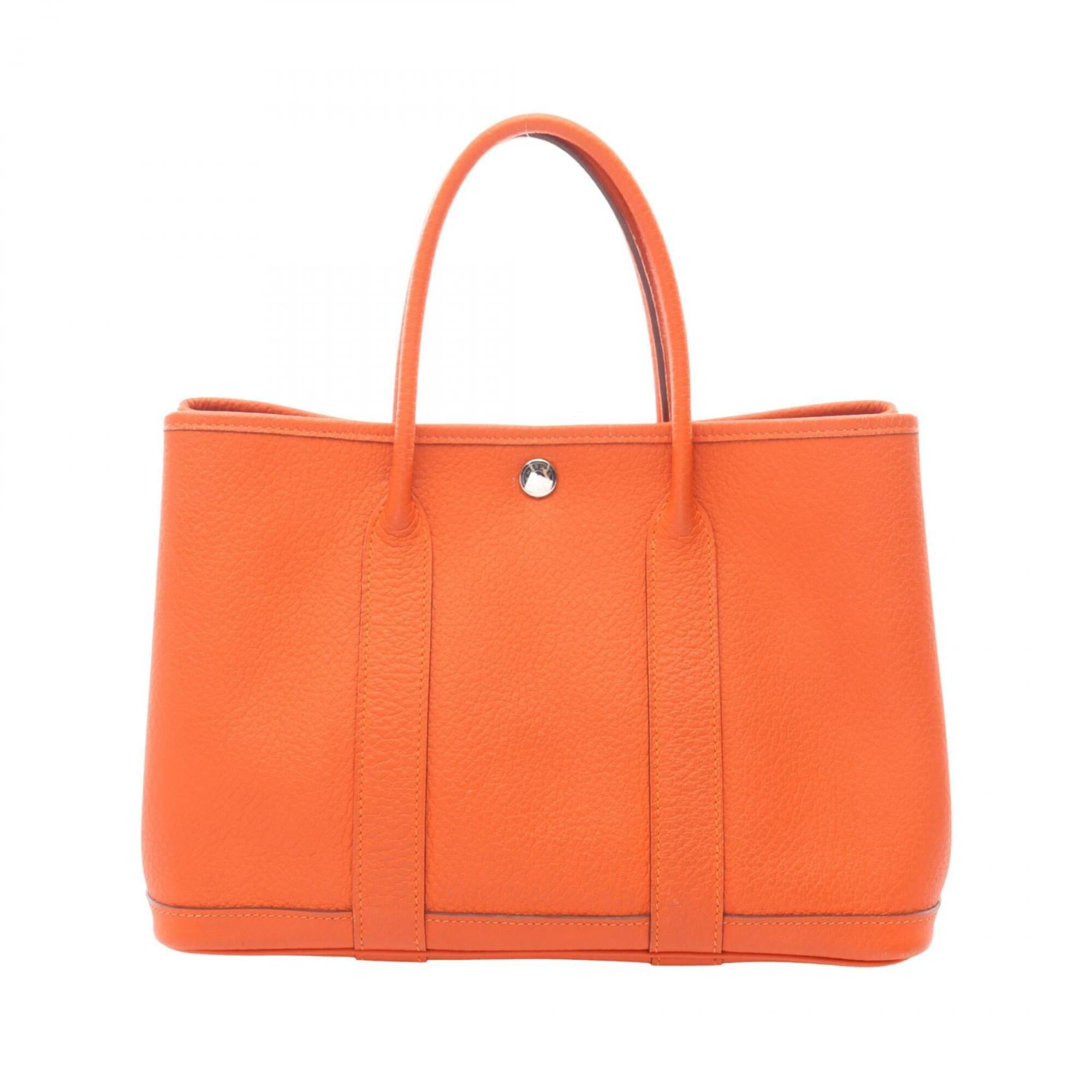 Hermes Orange Country Leather Handbag Tote Bag (Pre-Owned)