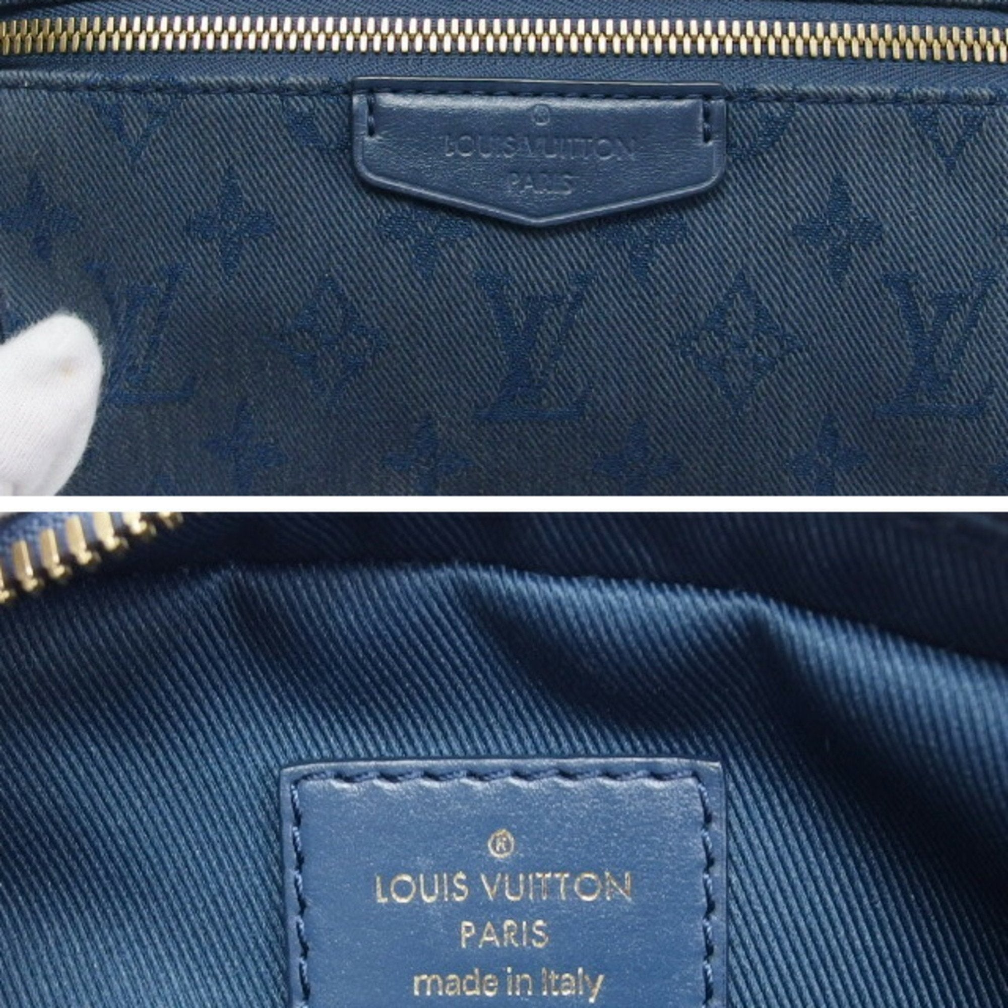 Louis Vuitton Monogram Denim Dark Brown Denim Leather Shoulder Bag (Pre-Owned)
