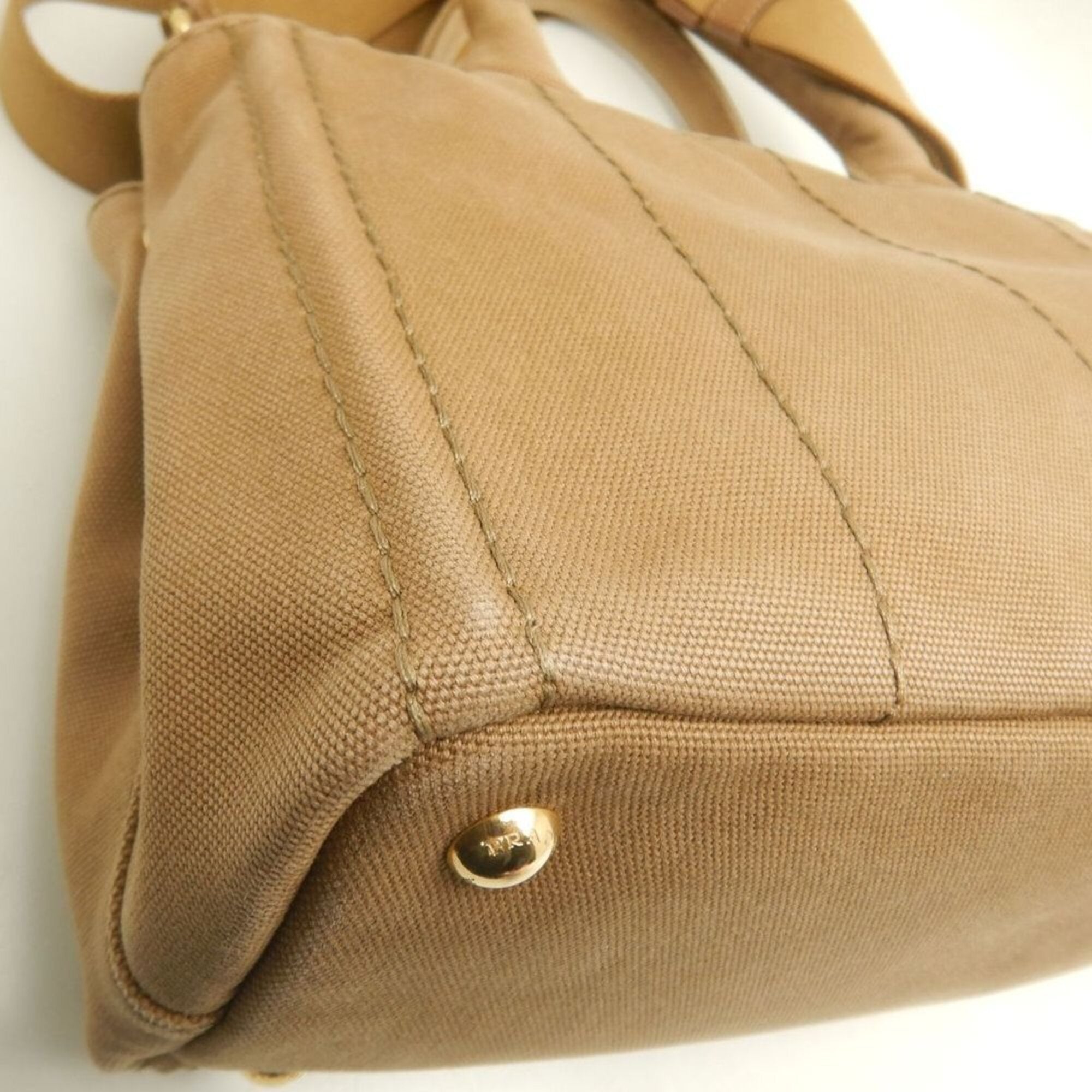 Prada Canapa Gold Canvas Tote Bag (Pre-Owned)