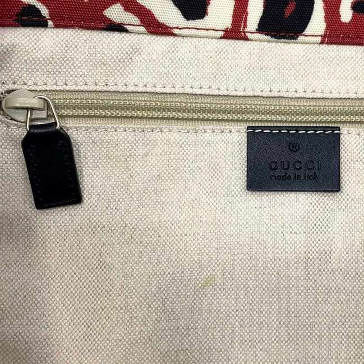 Gucci Black Red Color Canvas Leather Handbag Tote Bag (Pre-Owned)