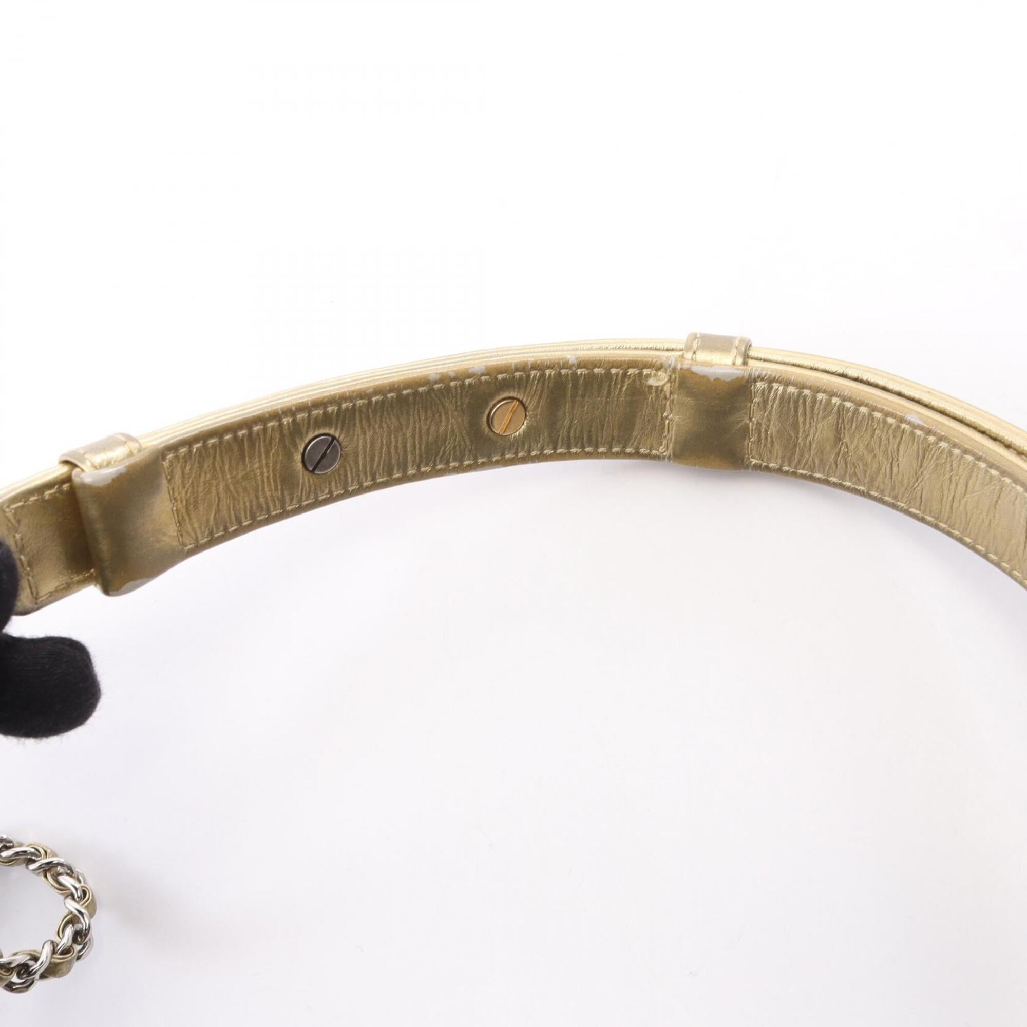 Chanel Gold Leather Handbag Shoulder Bag (Pre-Owned)