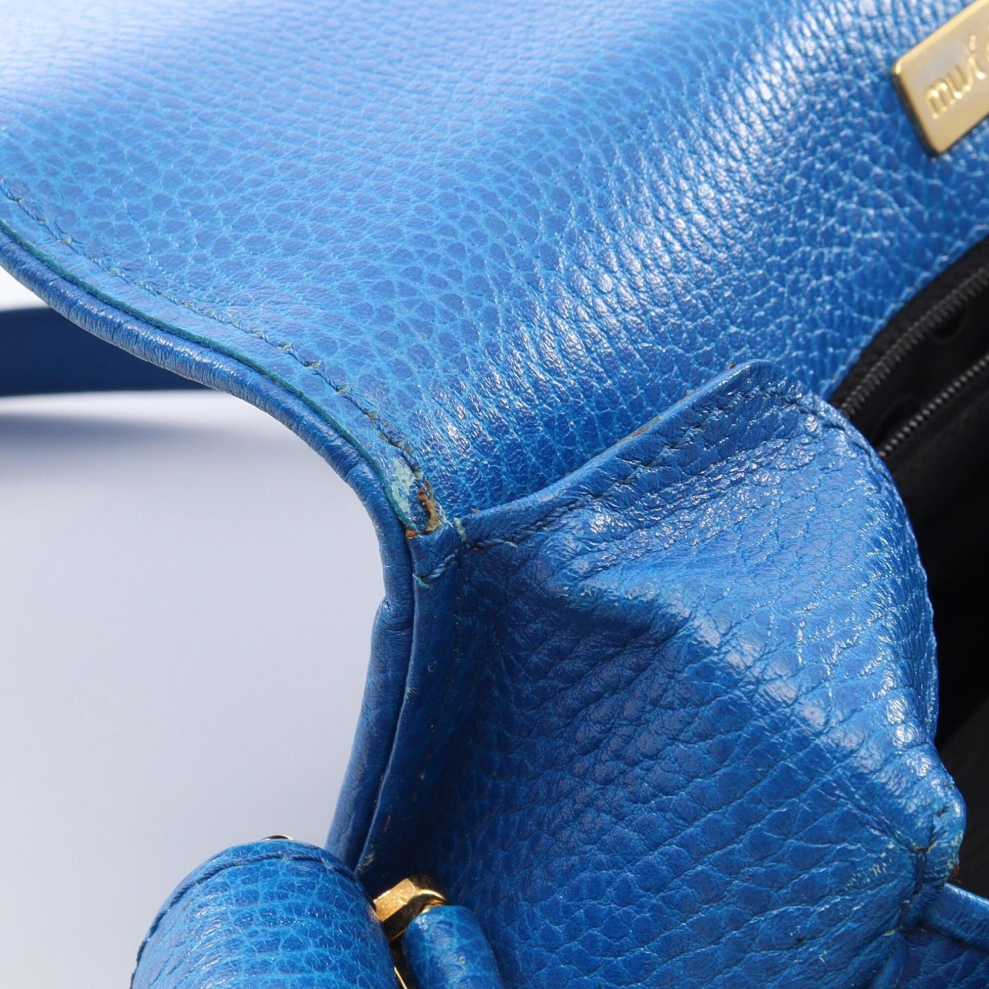 Cartier Blue Leather Handbag Shoulder Bag (Pre-Owned)