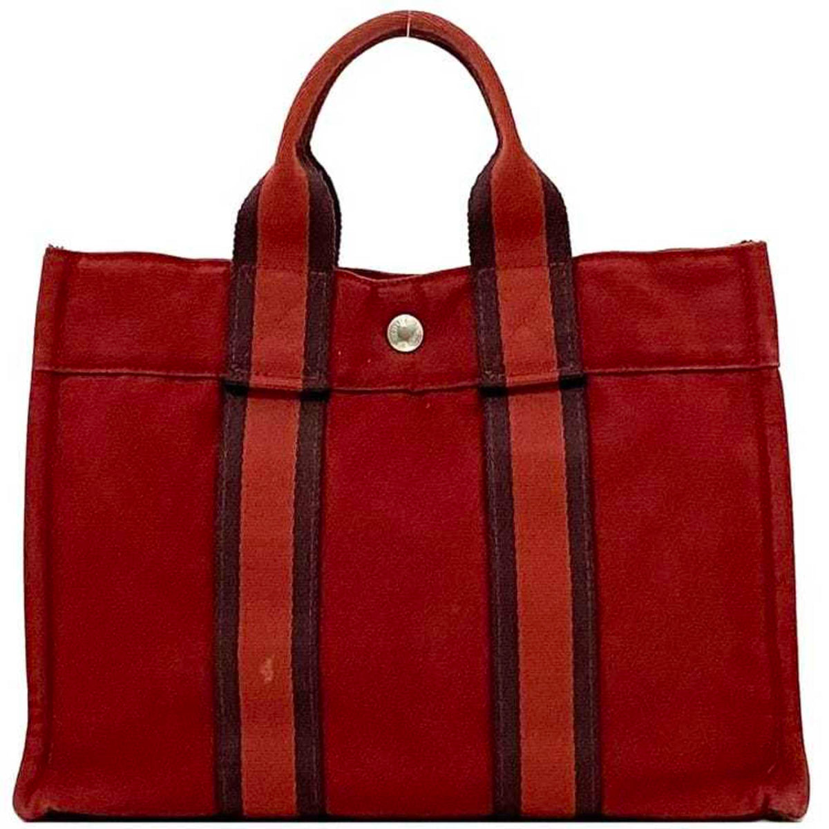 Hermes Red Color Canvas Handbag (Pre-Owned)