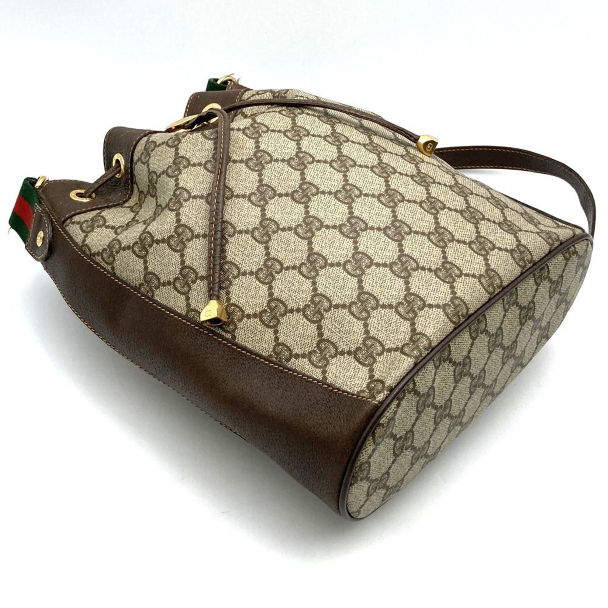 Gucci Beige Brown Gg Supreme Canvas Shoulder Bag (Pre-Owned)